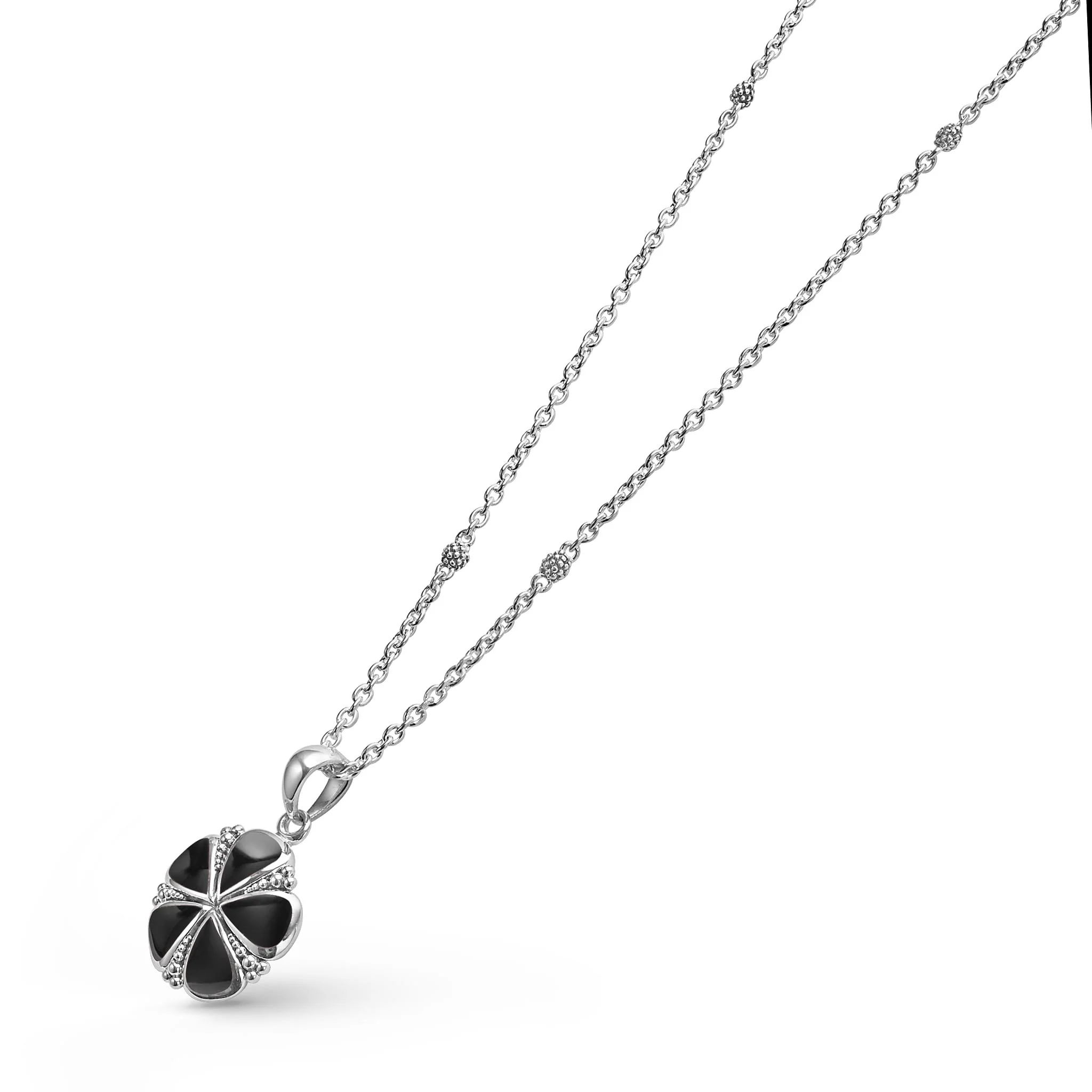 Maya Onyx Flower Pendant Necklace - Image 4