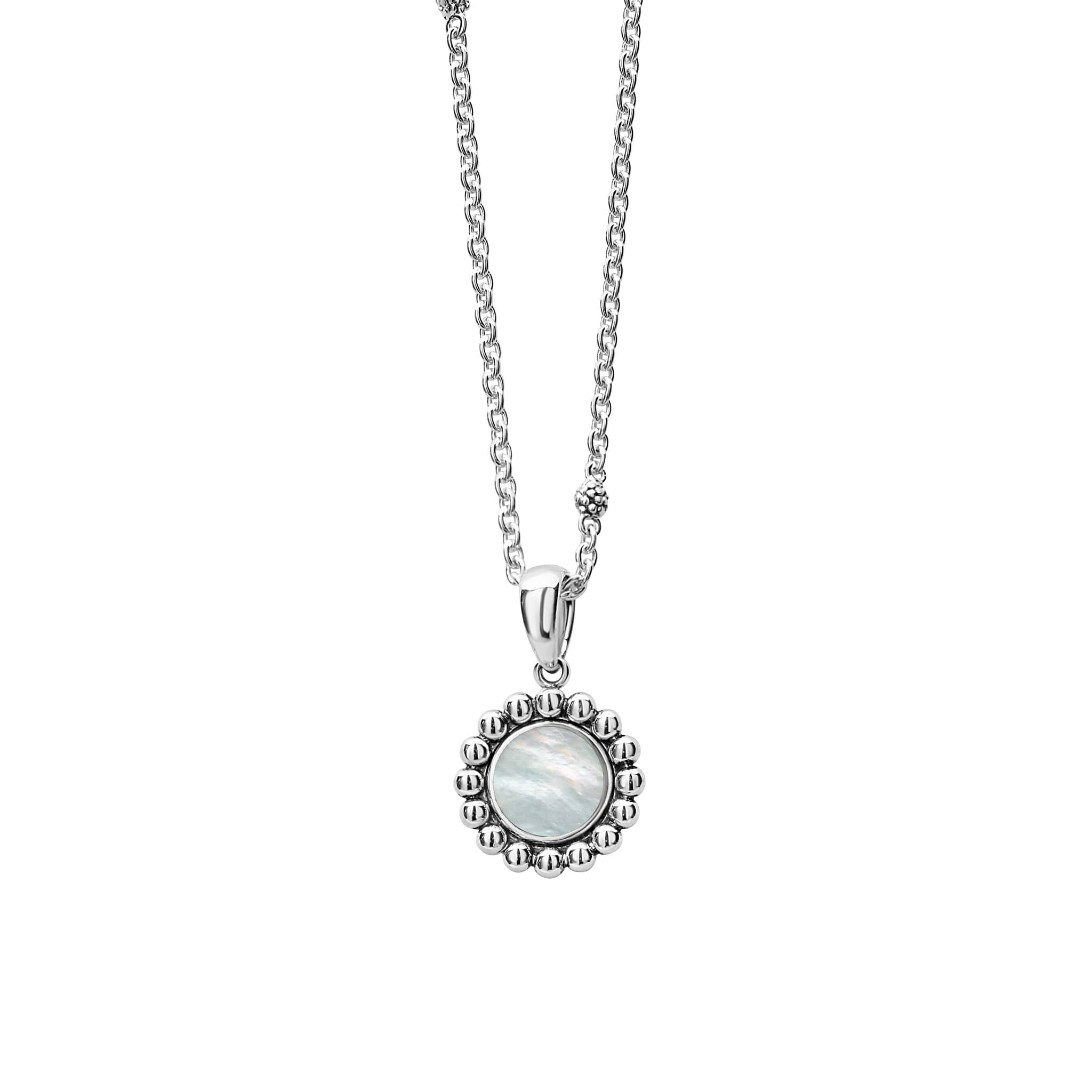 Maya Sterling Silver Small Mother of Pearl Circle Pendant Necklace