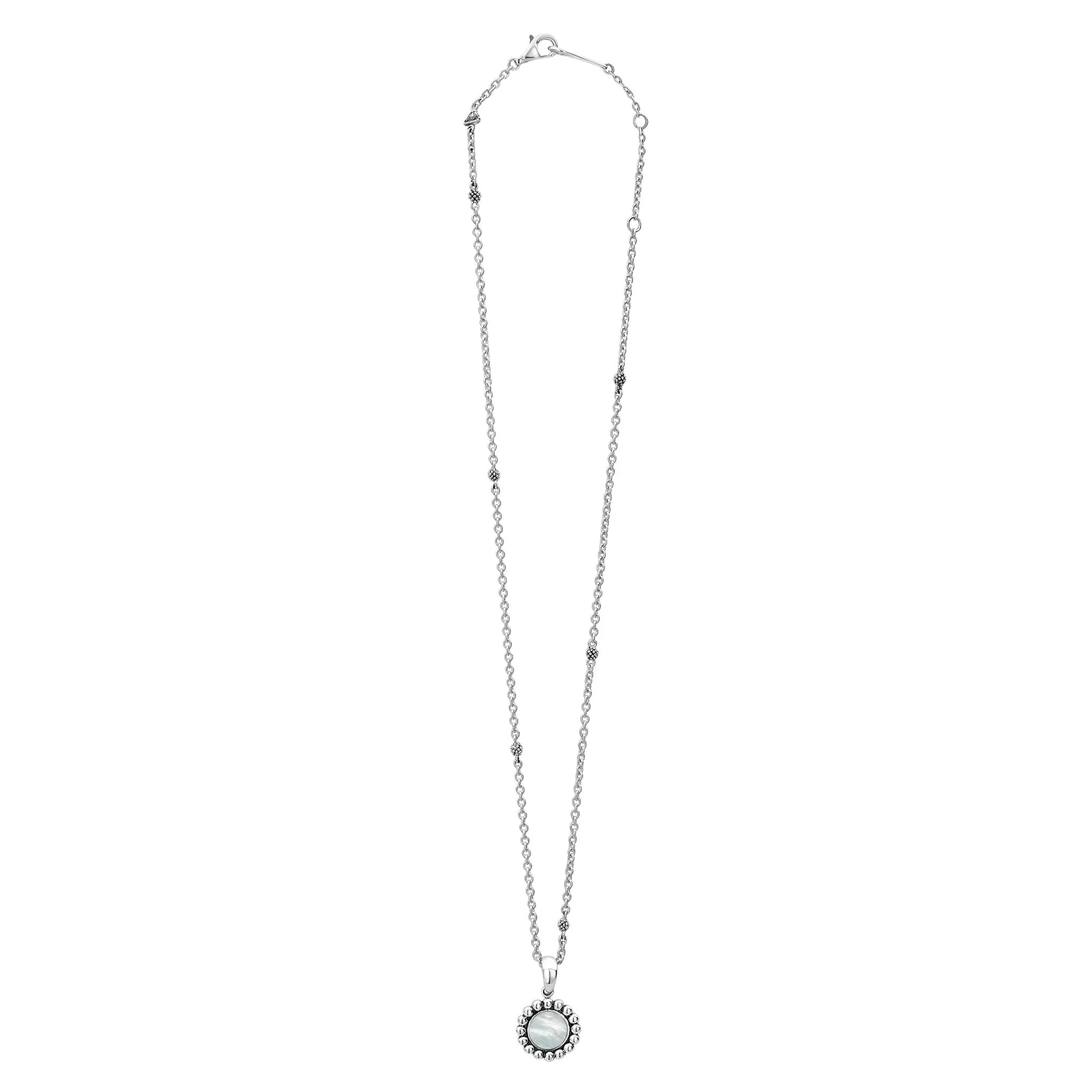 Maya Sterling Silver Small Mother of Pearl Circle Pendant Necklace - Image 3