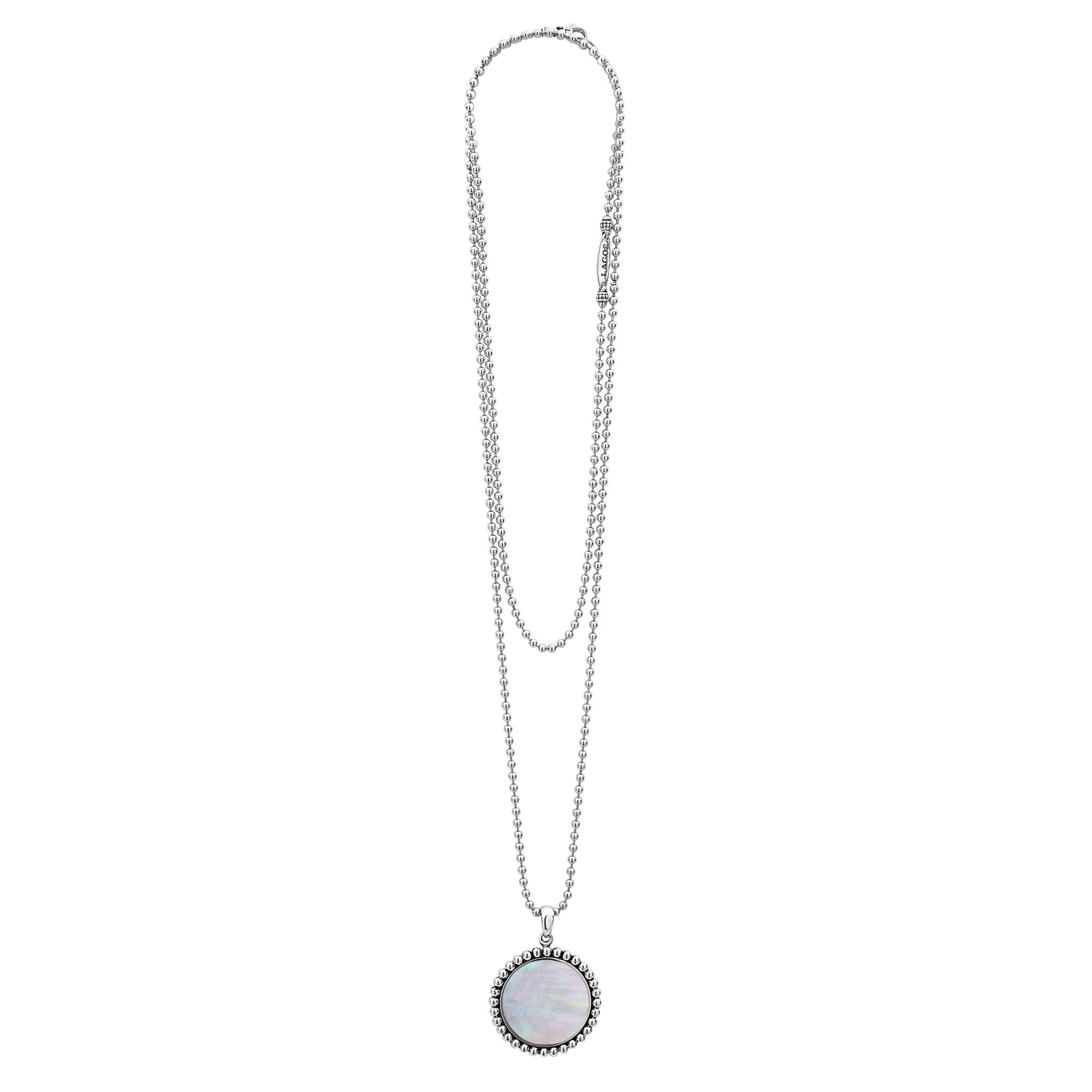 Maya Large Mother of Pearl Circle Pendant Necklace - Image 3