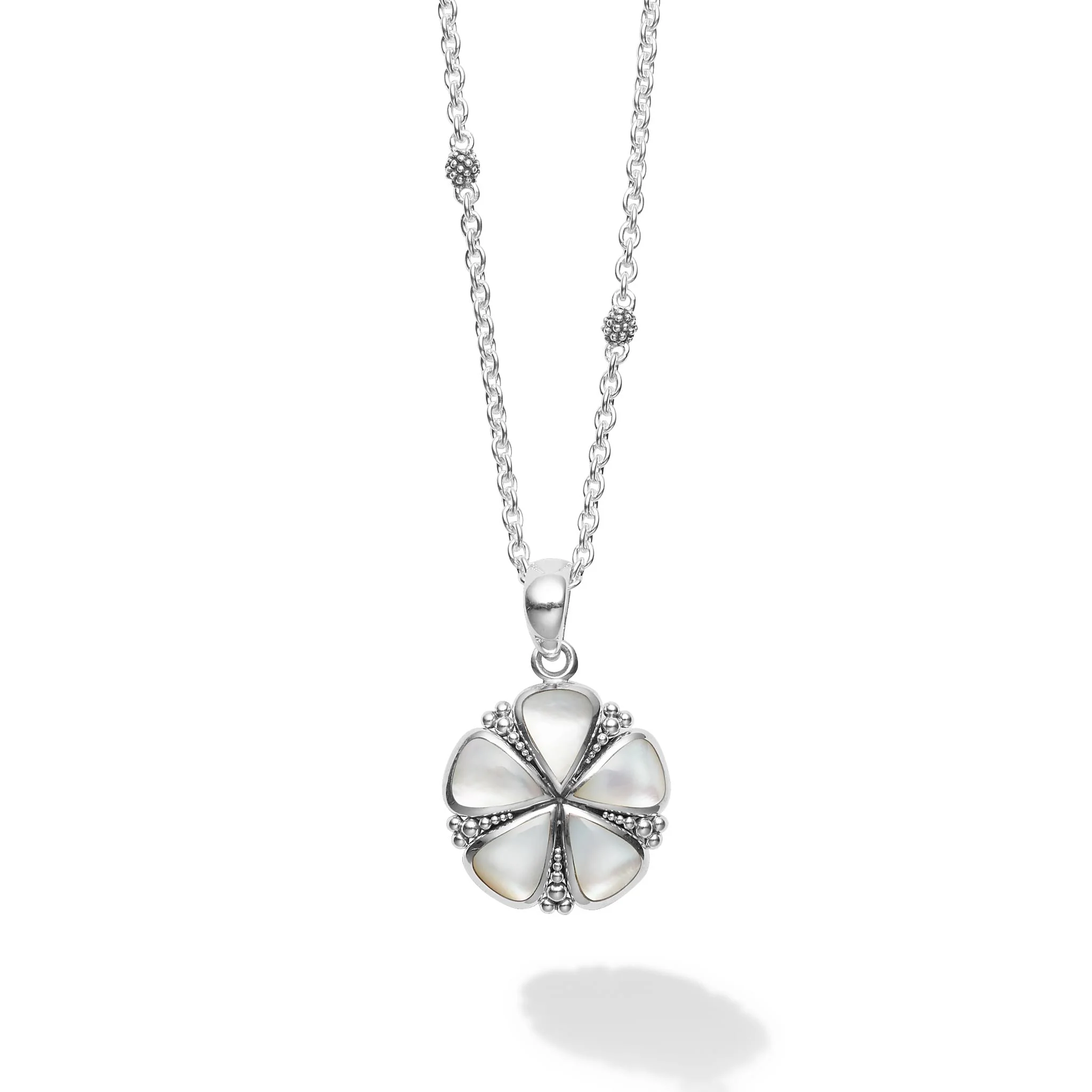 Maya Mother of Pearl Flower Pendant Necklace - Image 4