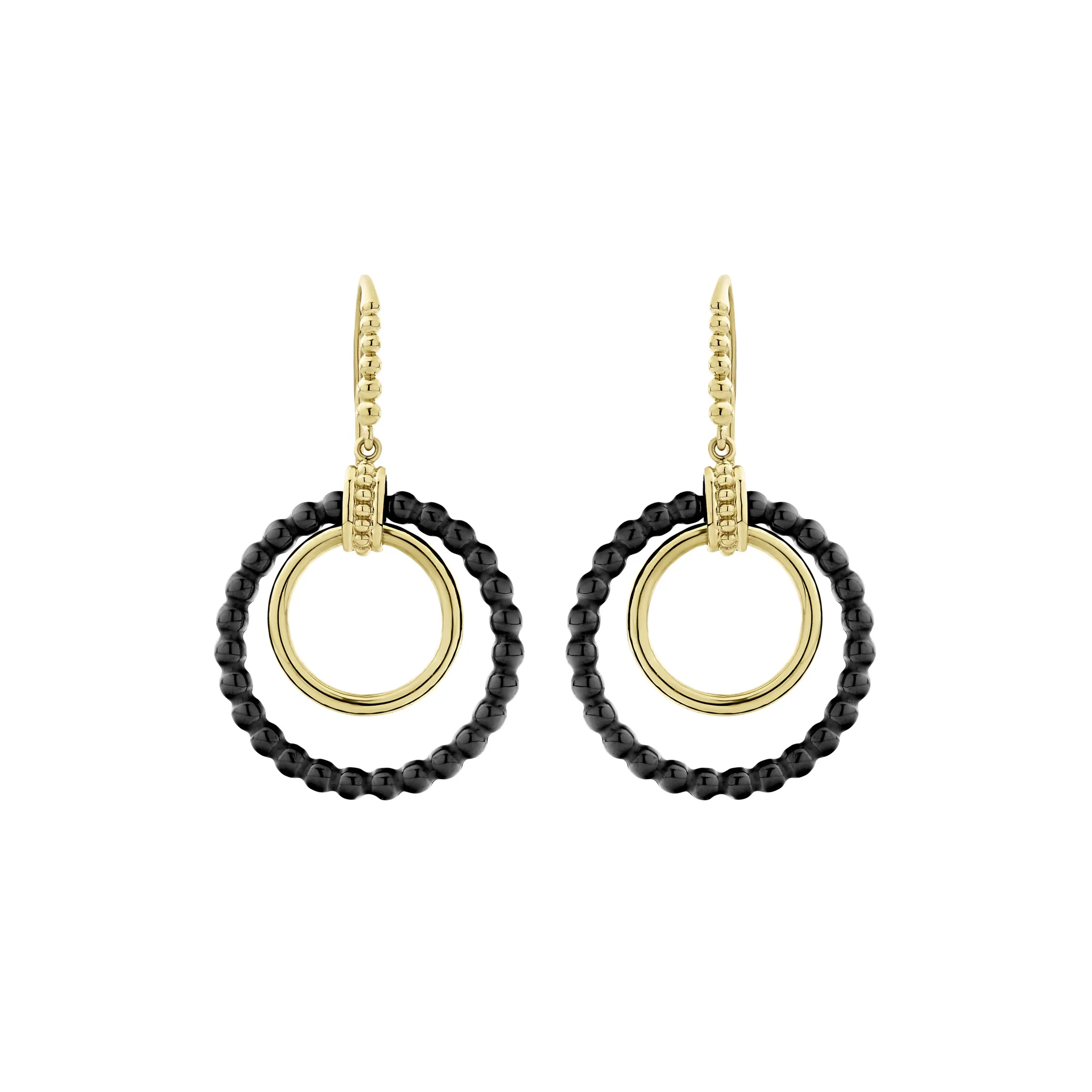 Meridian 18K Gold and Ceramic Circle Drop Earrings - Image 3