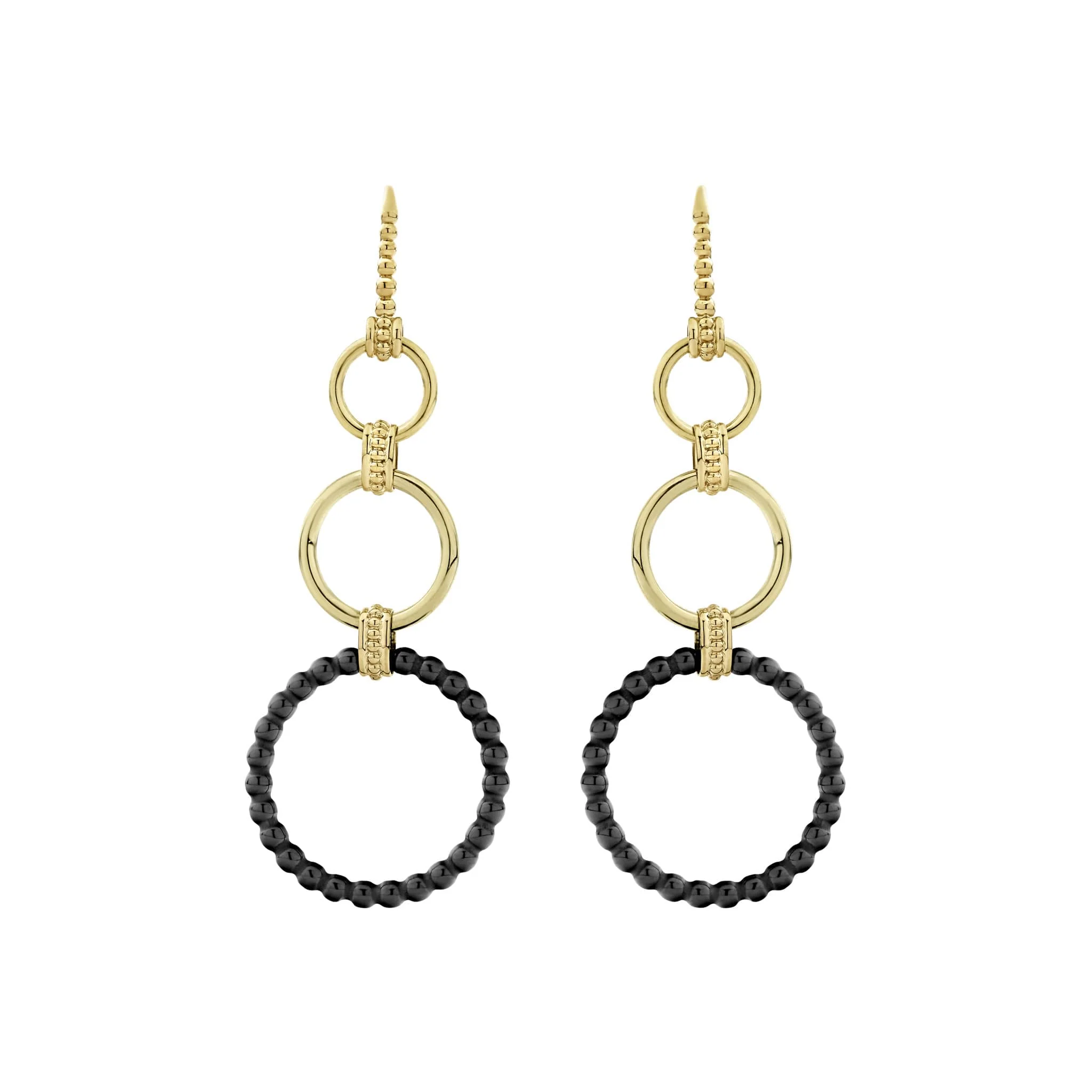 Meridian 18K Gold and Ceramic Circle Drop Earrings - Image 3