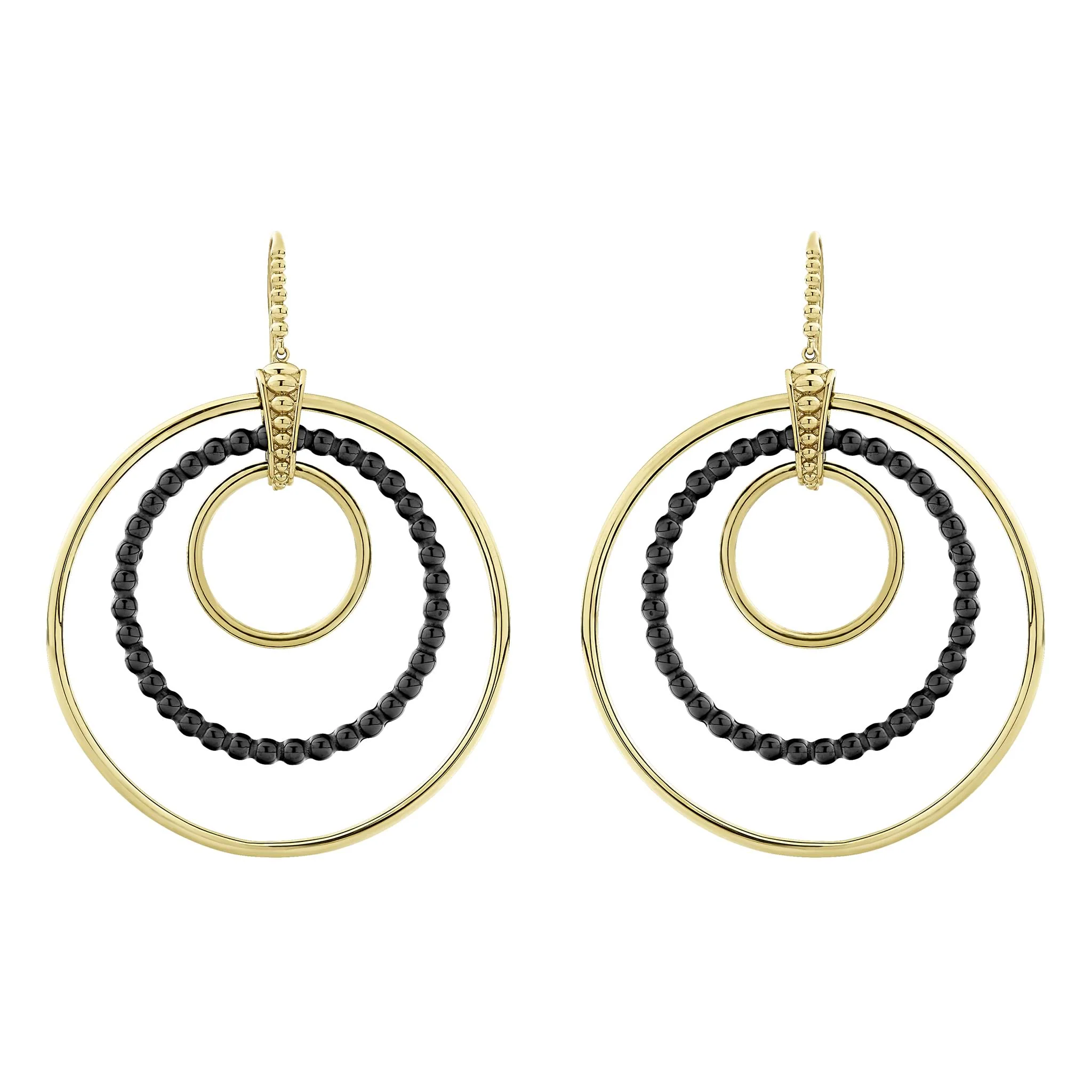 Meridian Statement 18K Gold and Ceramic Circle Drop Earrings - Image 3