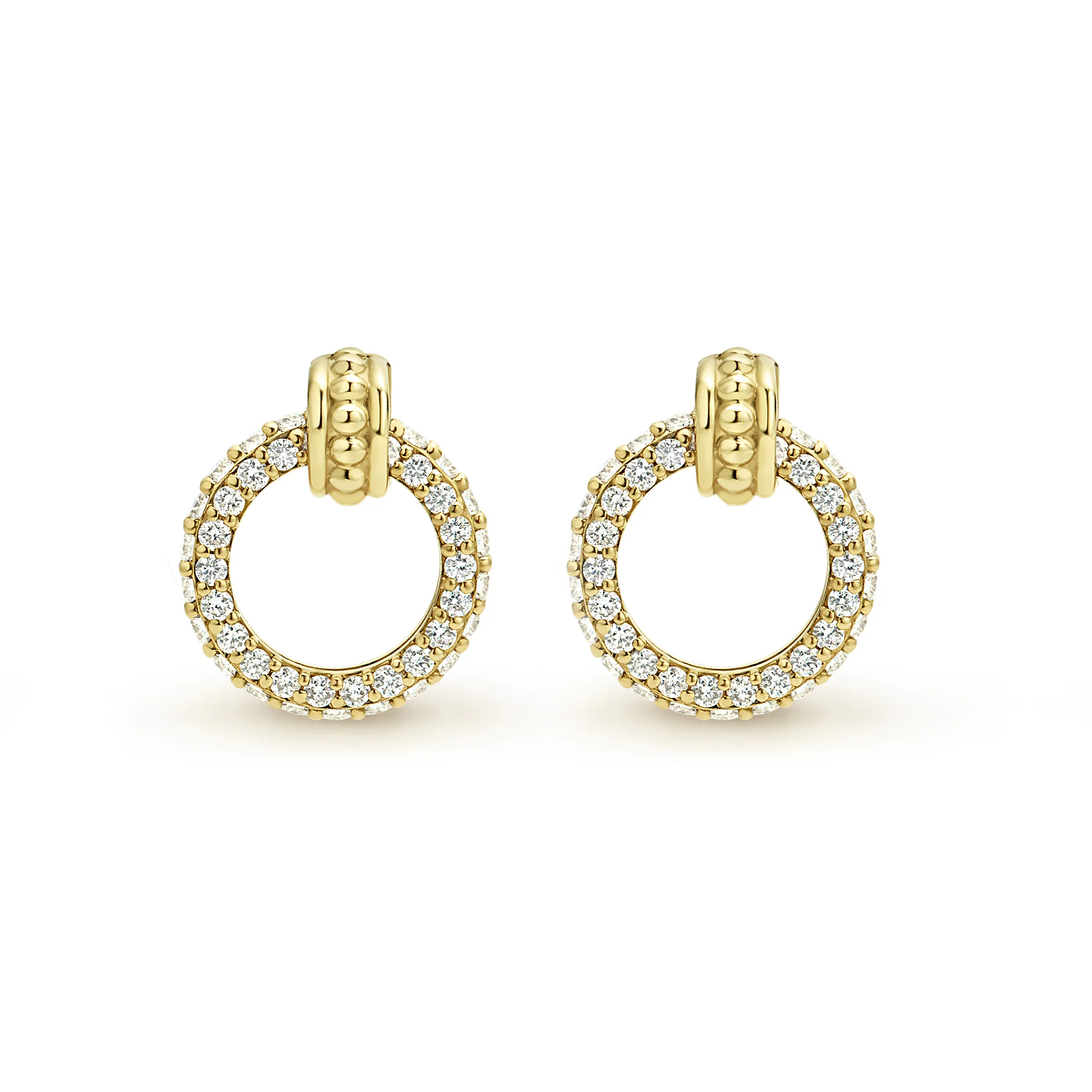 Meridian 18K Gold Circle Diamond Stud Earrings - Image 3
