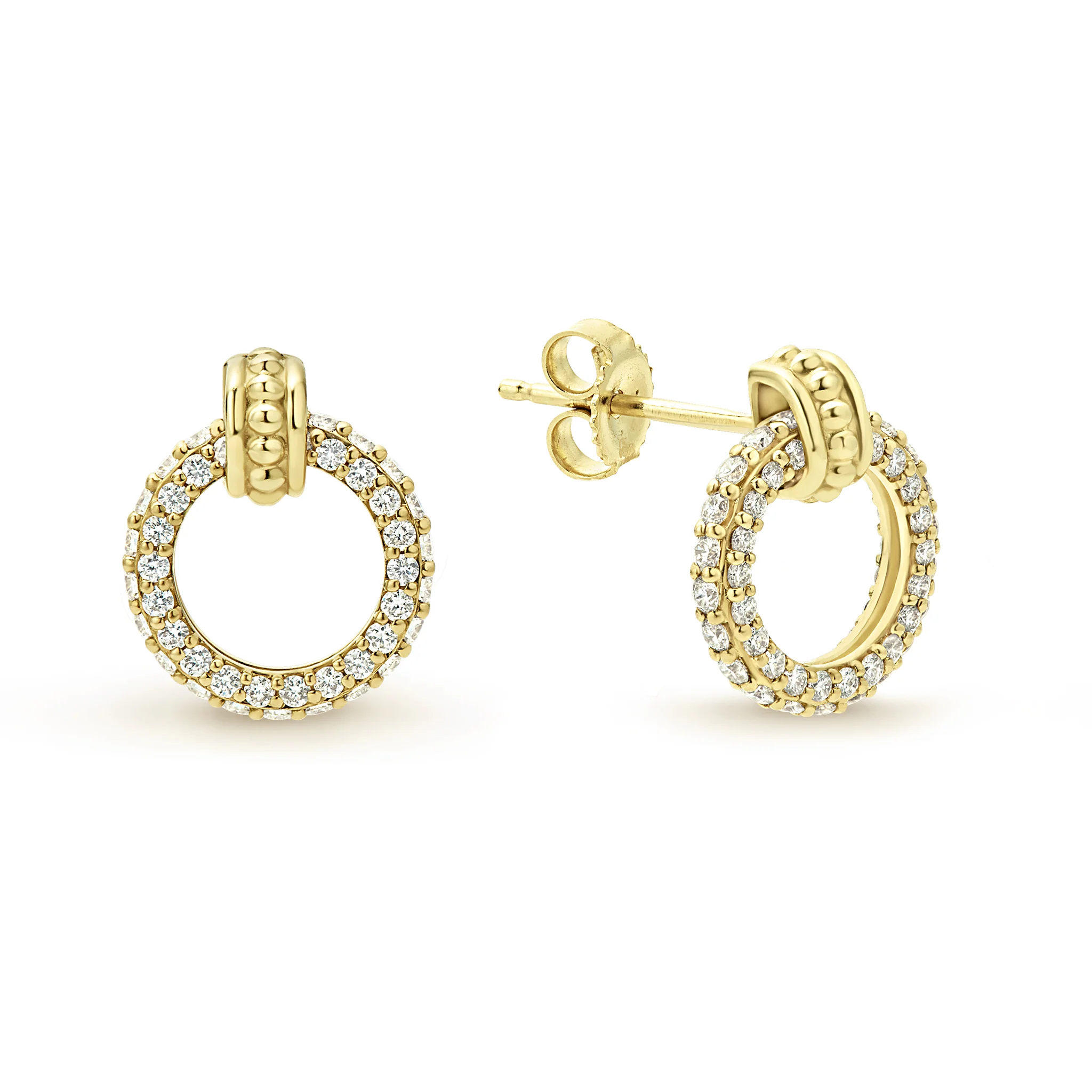 Meridian 18K Gold Circle Diamond Stud Earrings - Image 4