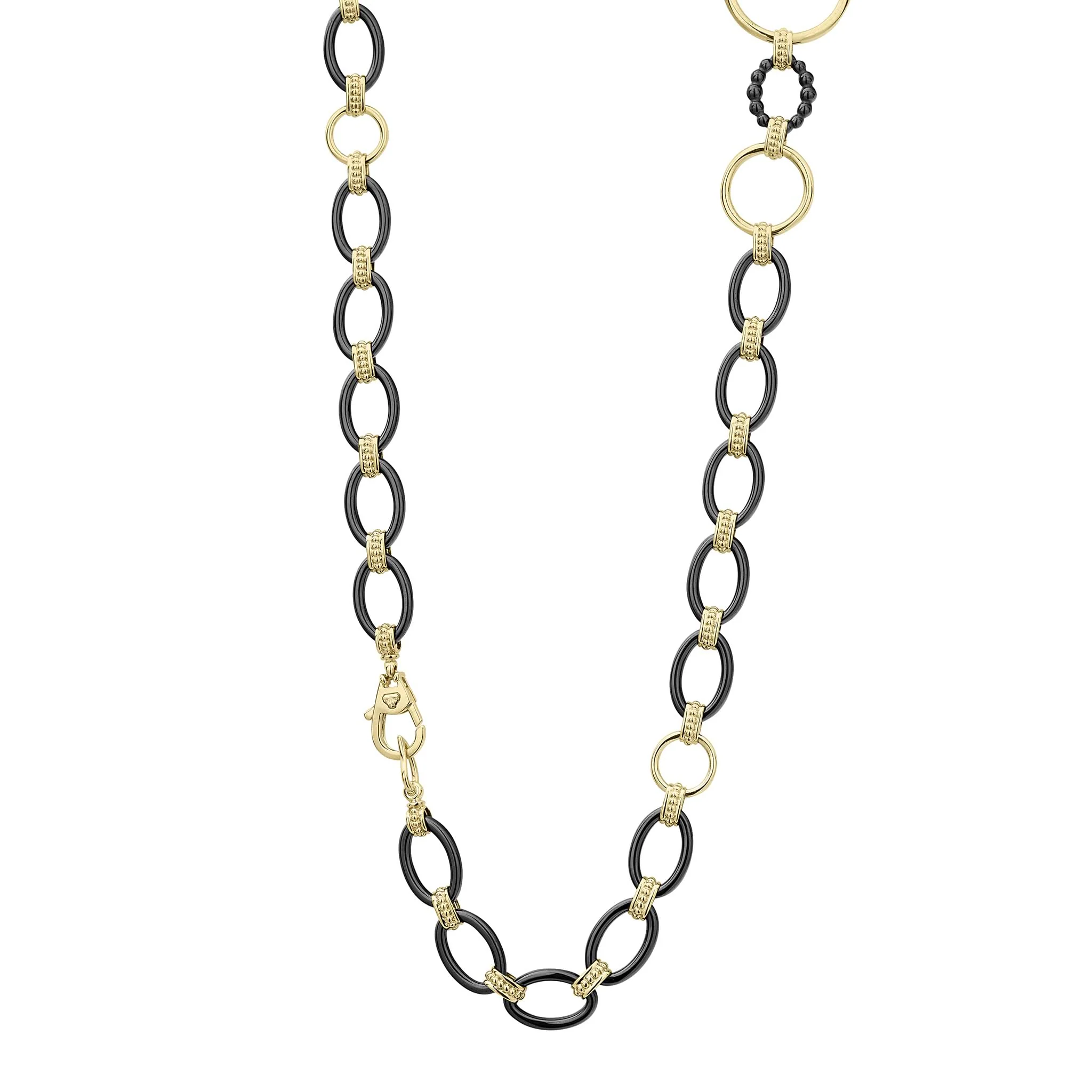 Meridian Long 18K Gold and Black Ceramic Link Necklace | 24mm - Image 5