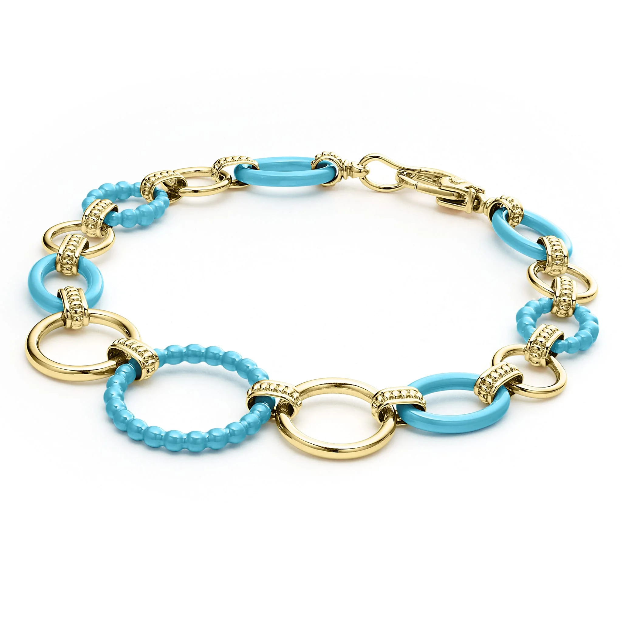 Meridian 18K Gold and Blue Ceramic Link Bracelet - Image 3