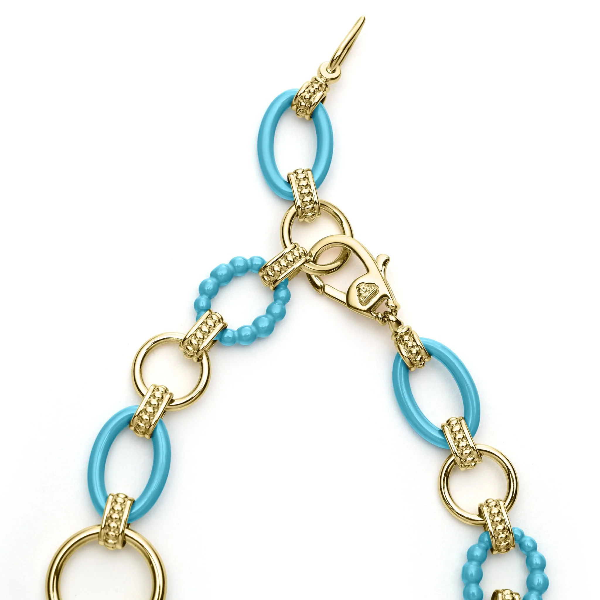 Meridian 18K Gold and Blue Ceramic Link Bracelet - Image 4