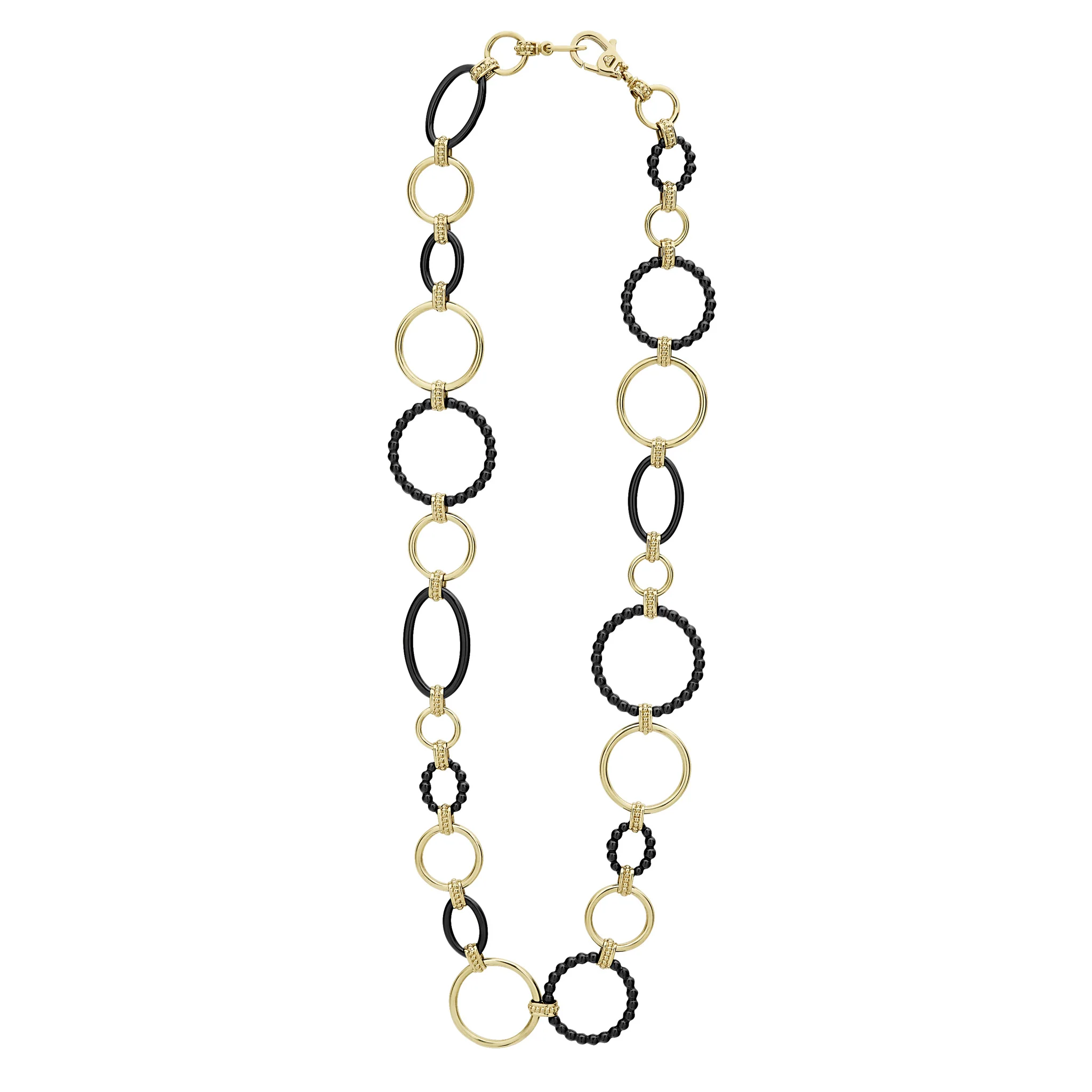 Meridian 18K Gold and Black Ceramic Elevated Link Necklace | 24mm - Image 3