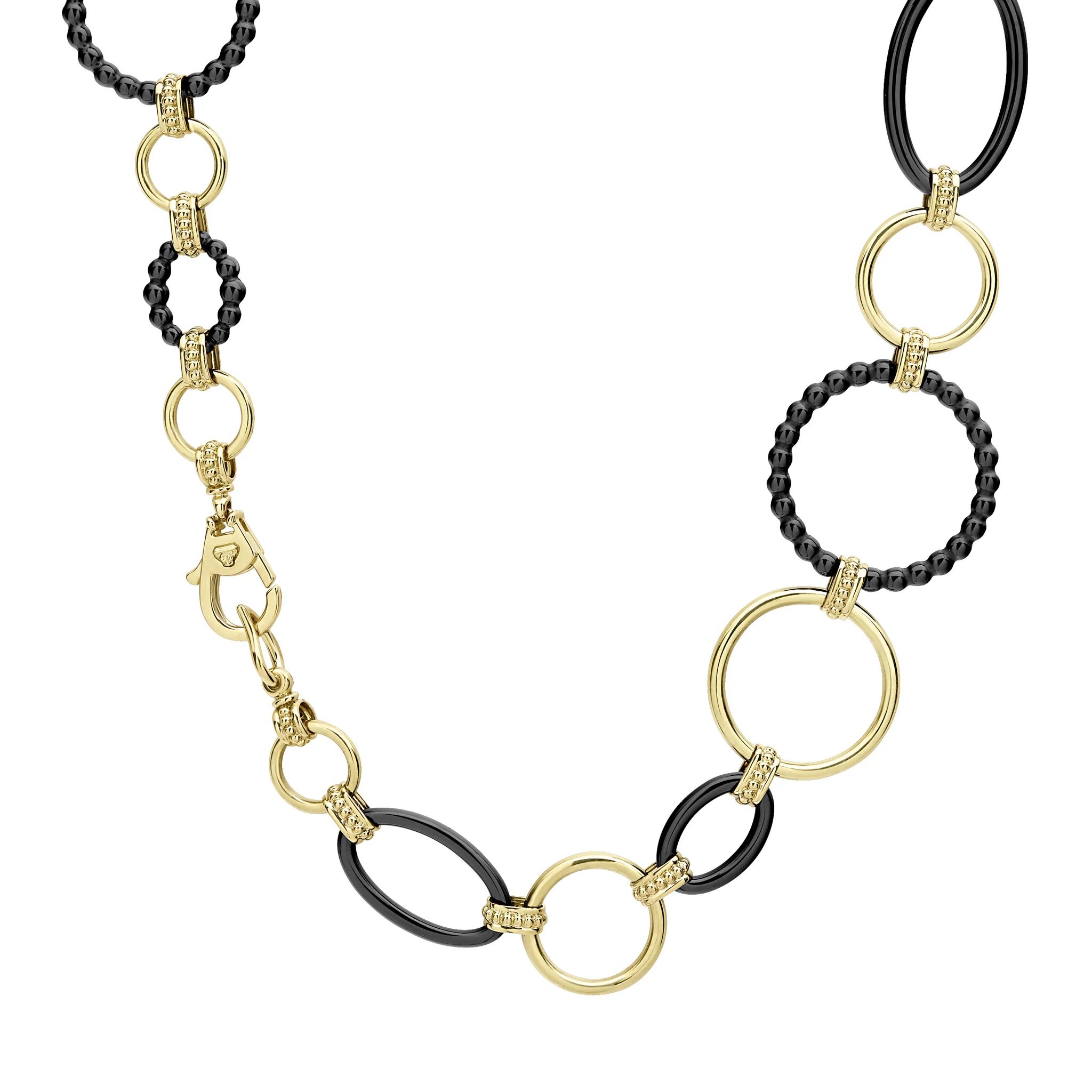 Meridian 18K Gold and Black Ceramic Elevated Link Necklace | 24mm - Image 5