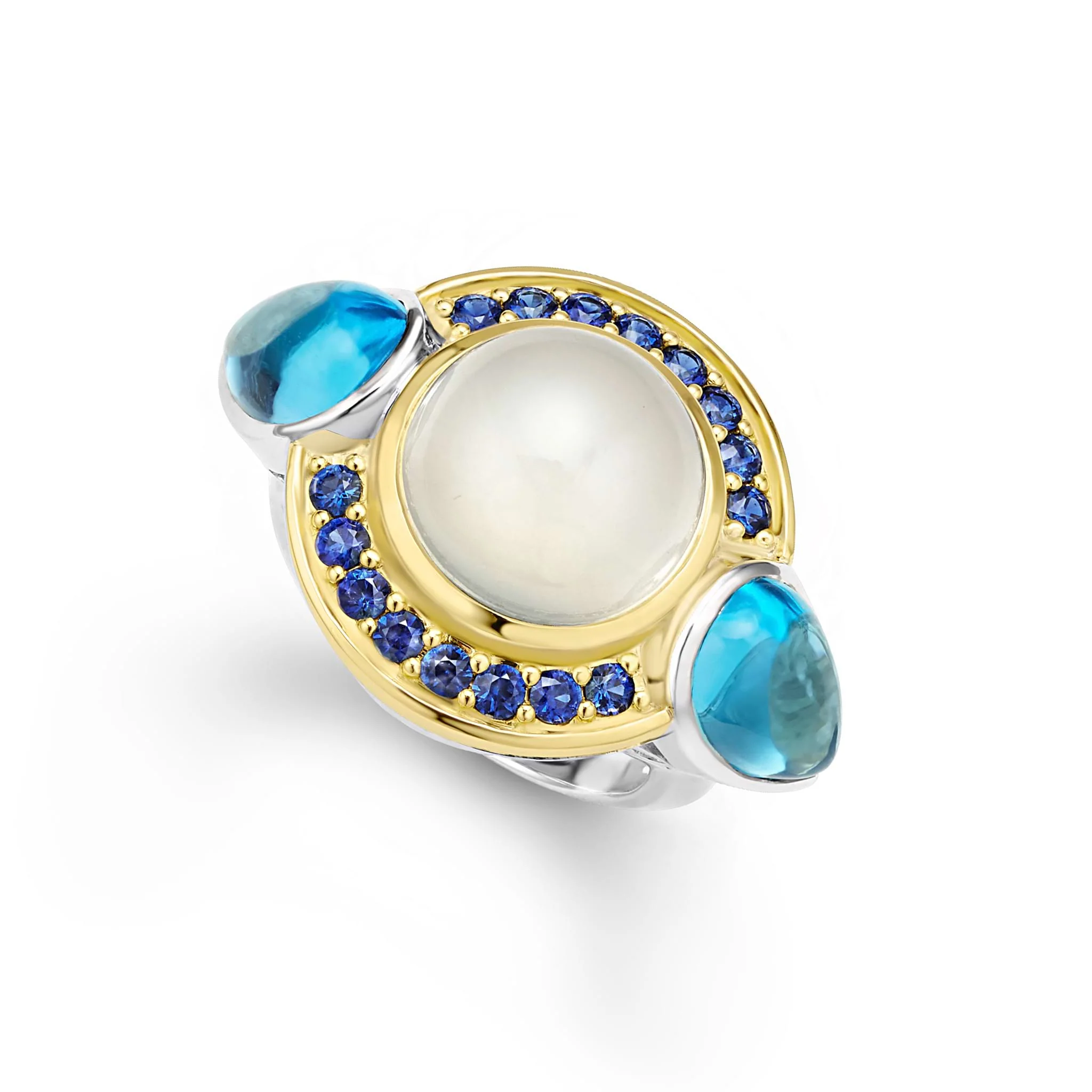Studio Two-Tone Moonstone and Gemstone Ring
