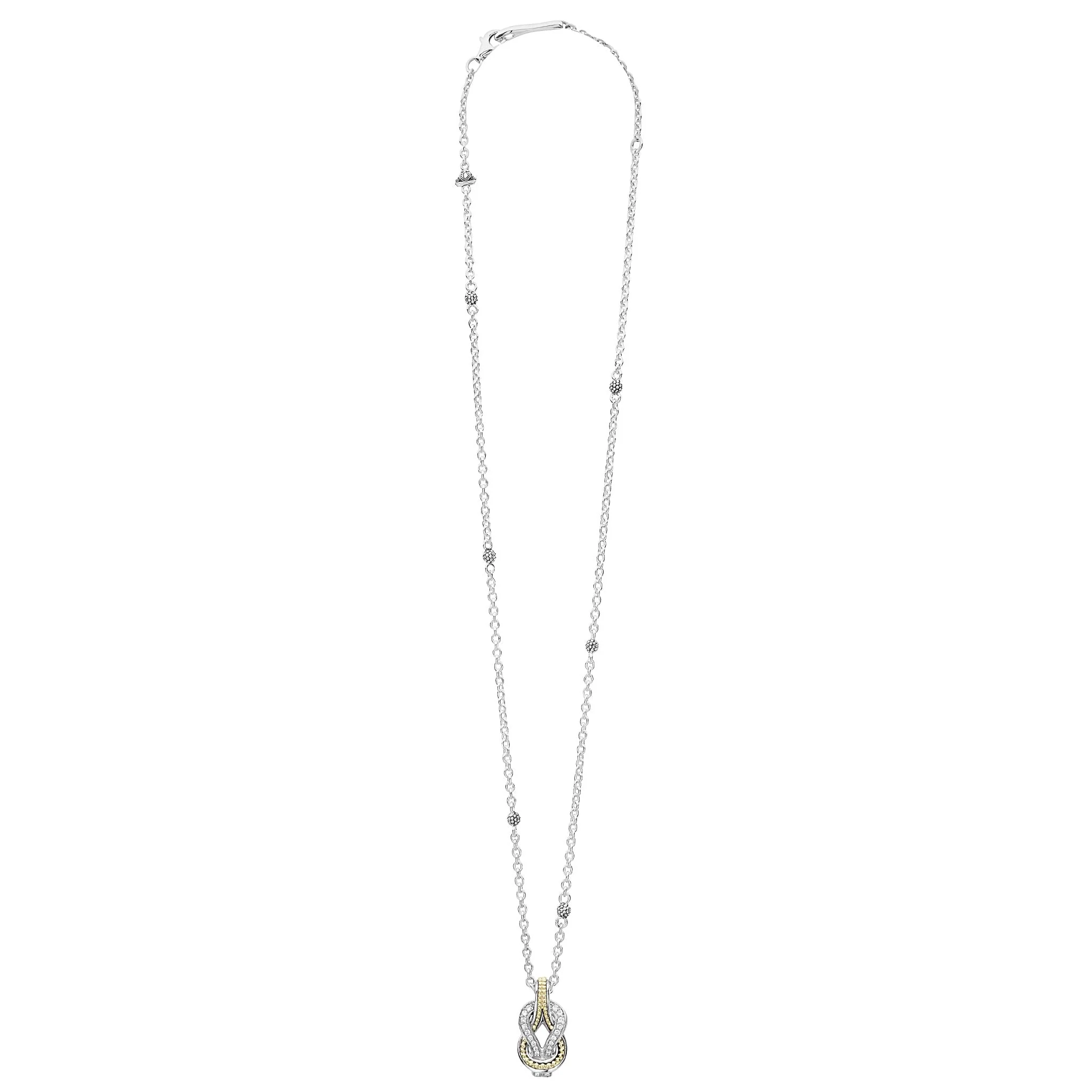 Newport Two-Tone Knot Diamond Pendant Necklace - Image 3