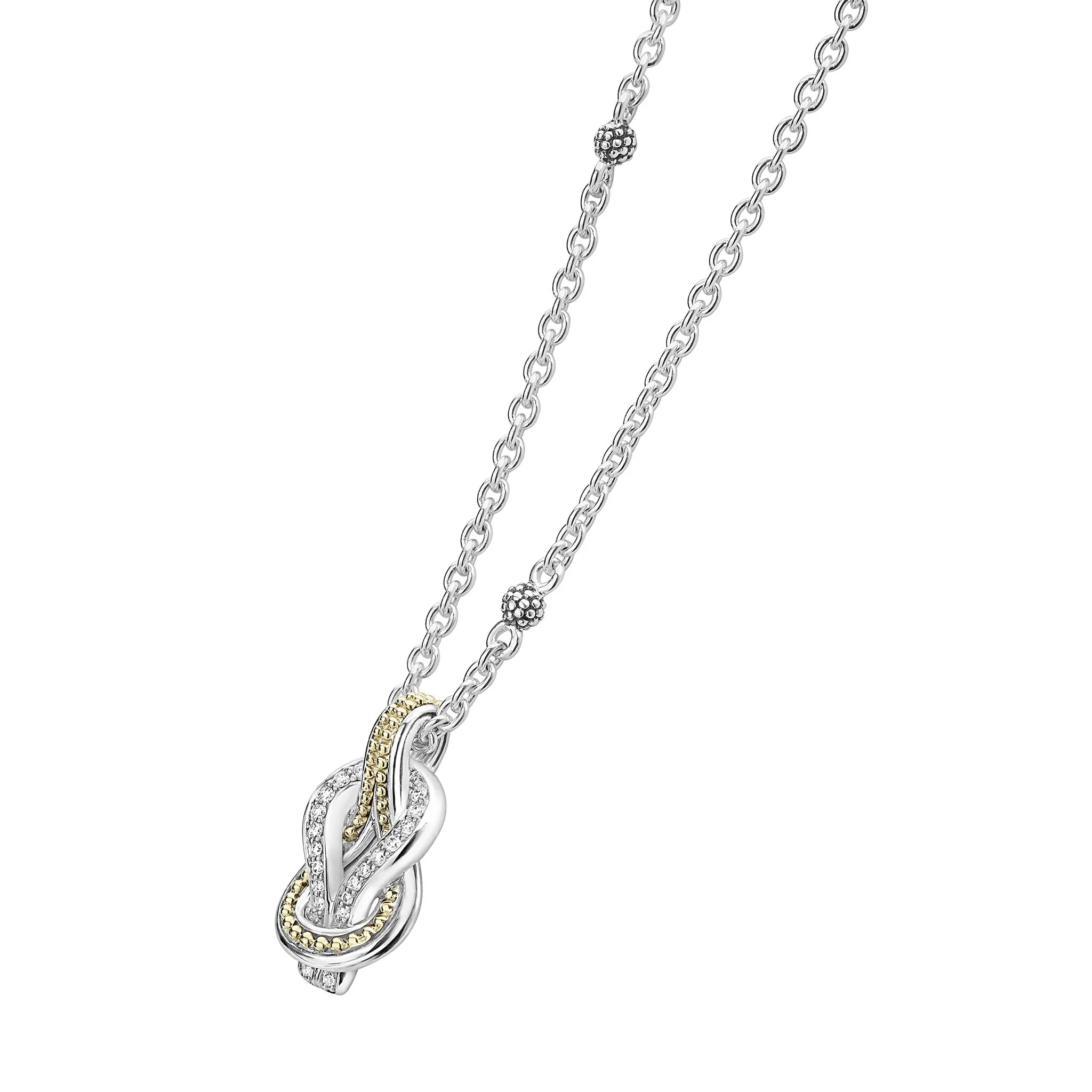 Newport Two-Tone Knot Diamond Pendant Necklace - Image 4