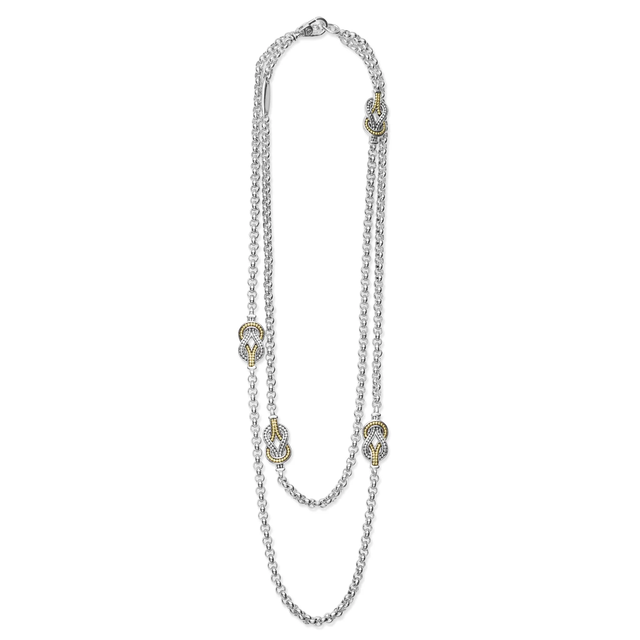 Newport Four Station Two-Tone Knot Necklace - Image 3