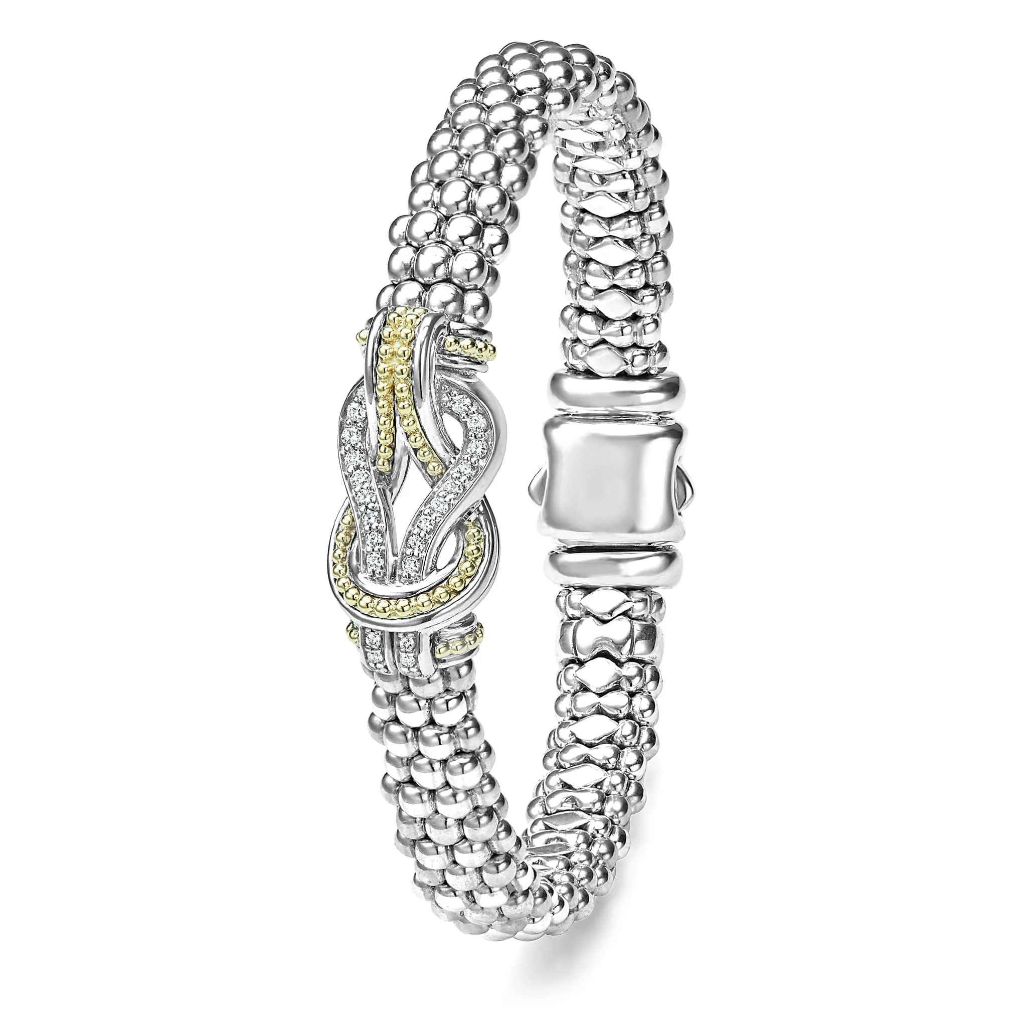 Newport Two-Tone Knot Caviar Diamond Bracelet | 9mm - Image 3