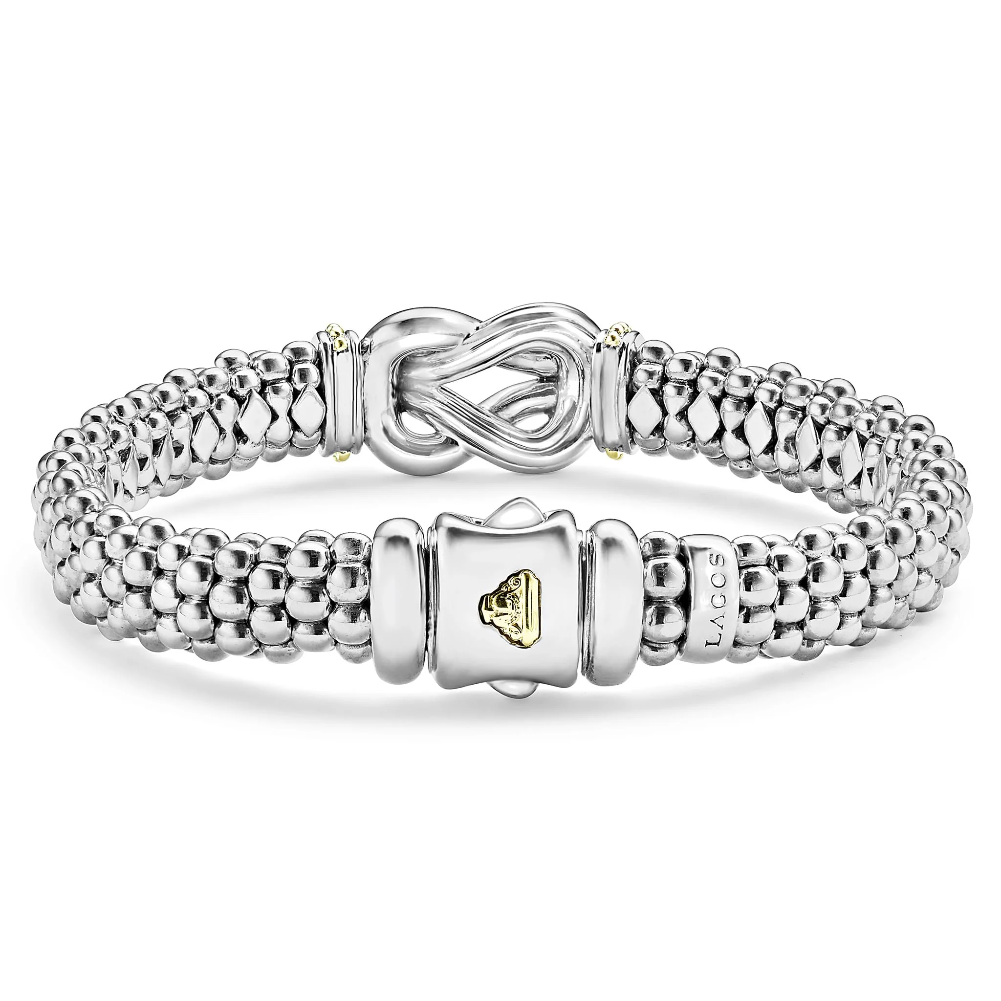 Newport Two-Tone Knot Caviar Diamond Bracelet | 9mm - Image 5