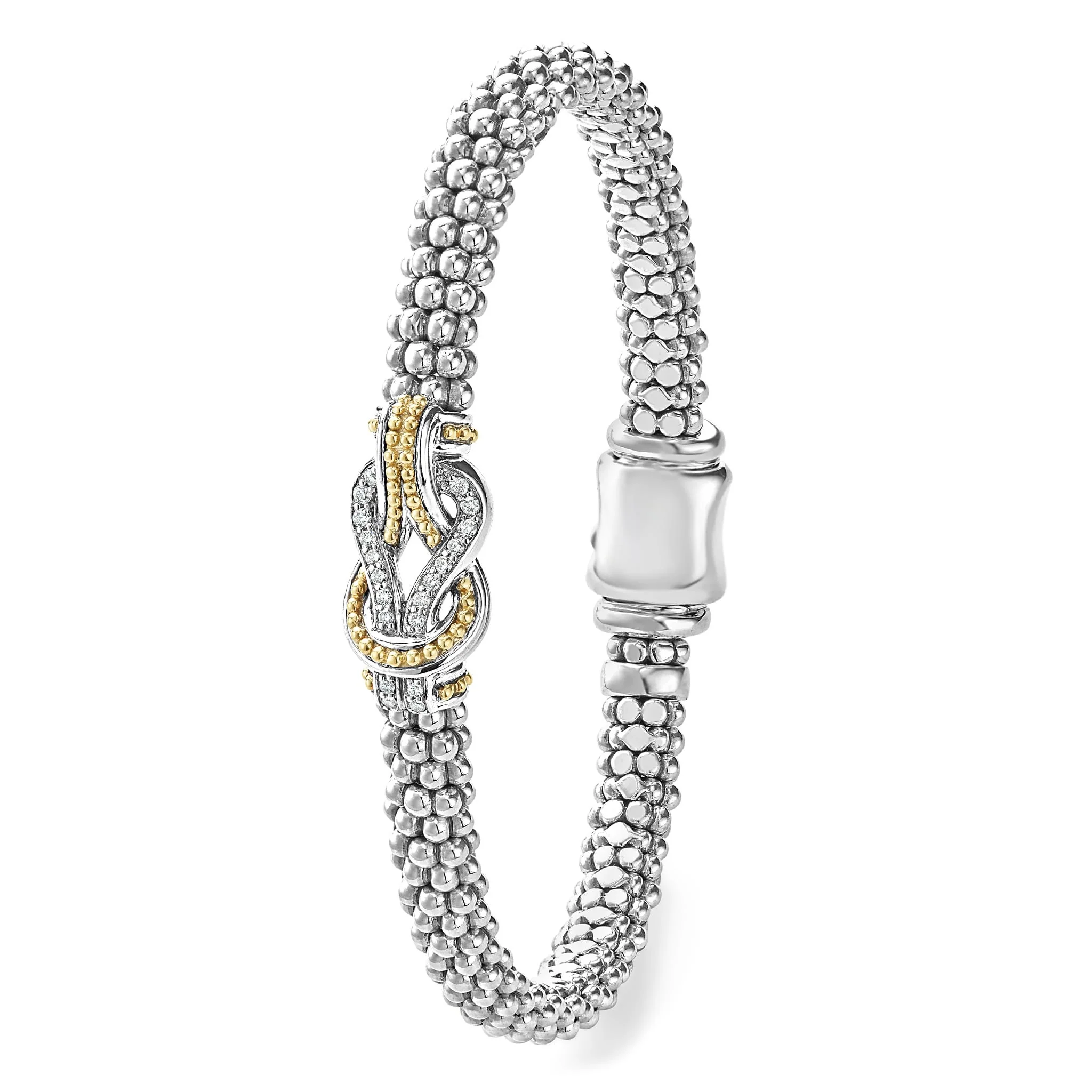 Newport Two-Tone Knot Caviar Diamond Bracelet | 6mm - Image 3