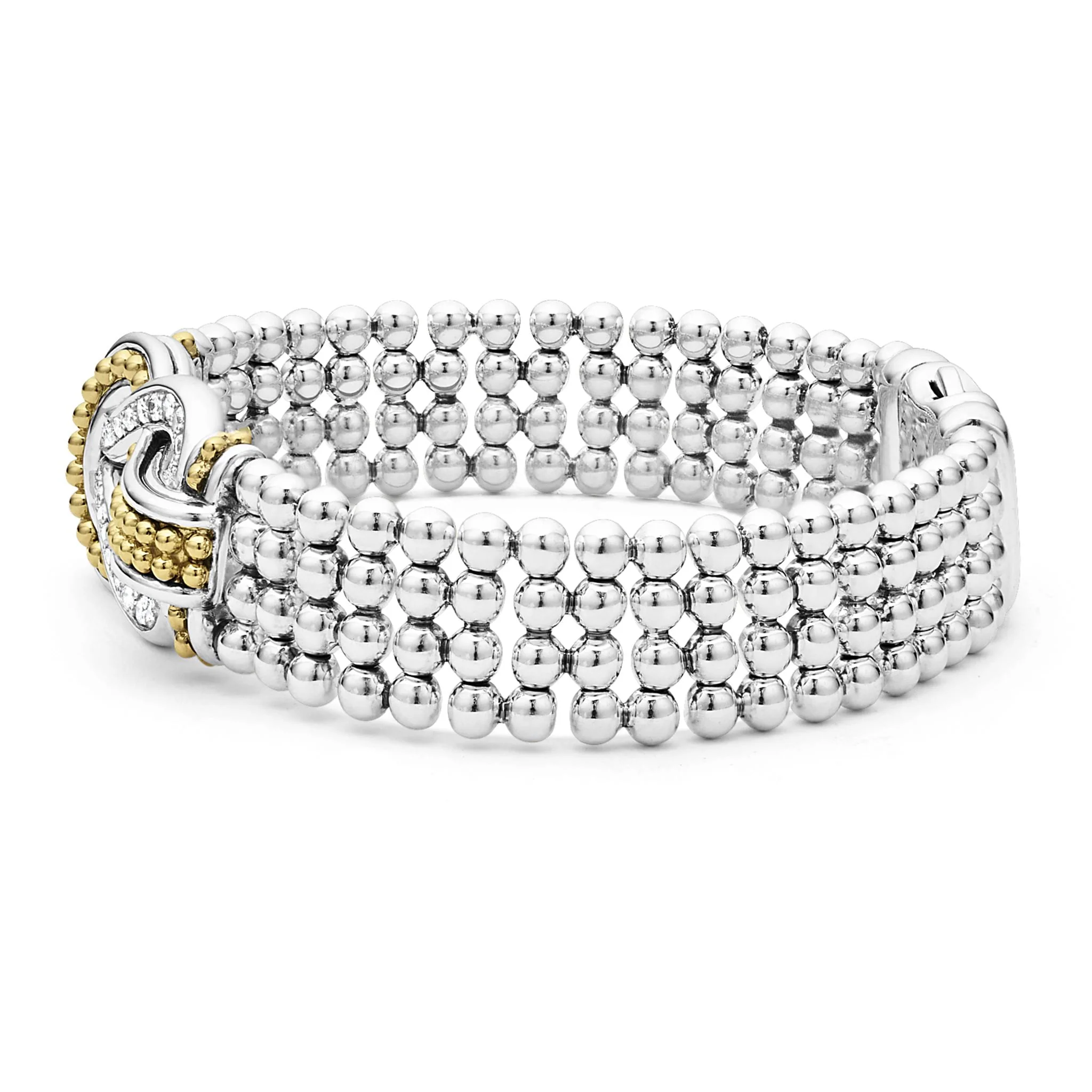 Newport Two-Tone Knot Diamond Statement Bracelet - Image 3