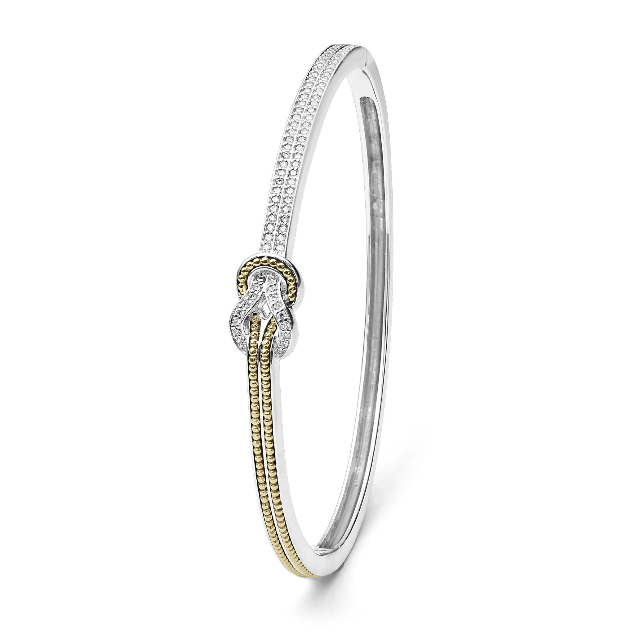 Newport Two-Tone Knot Diamond Cuff Bracelet - Image 5