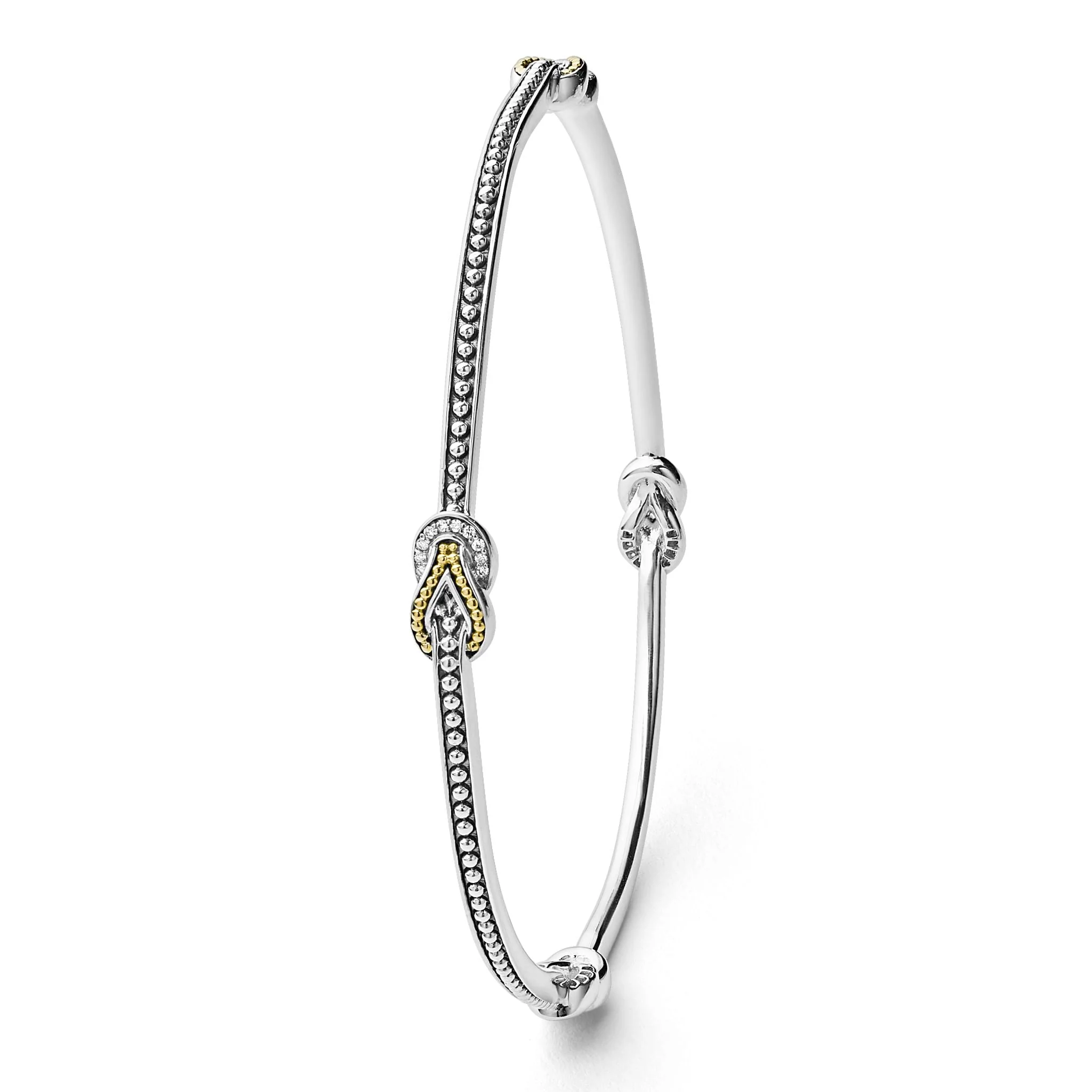 Newport Four Station Two-Tone Knot Diamond Bangle Bracelet - Image 3