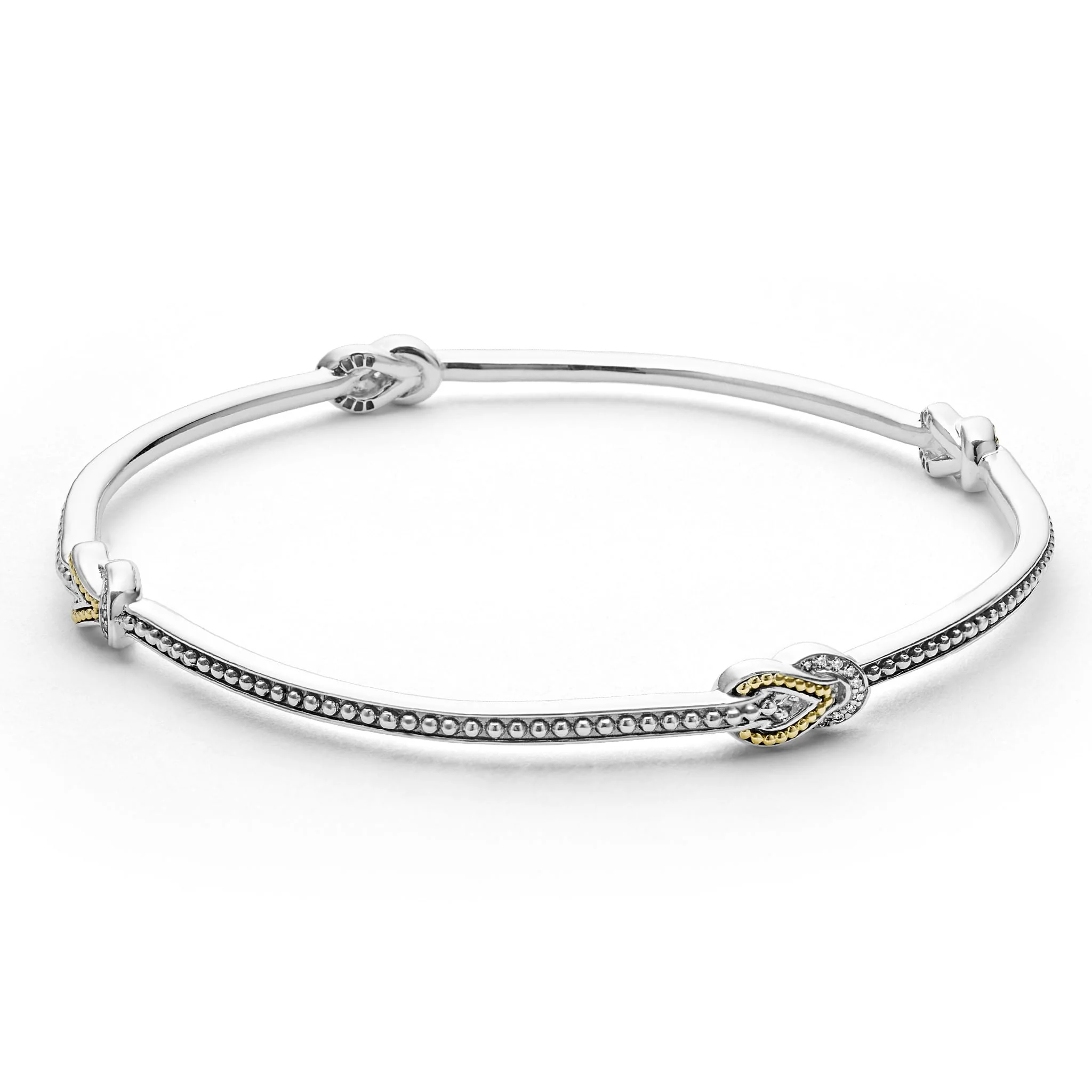 Newport Four Station Two-Tone Knot Diamond Bangle Bracelet - Image 4