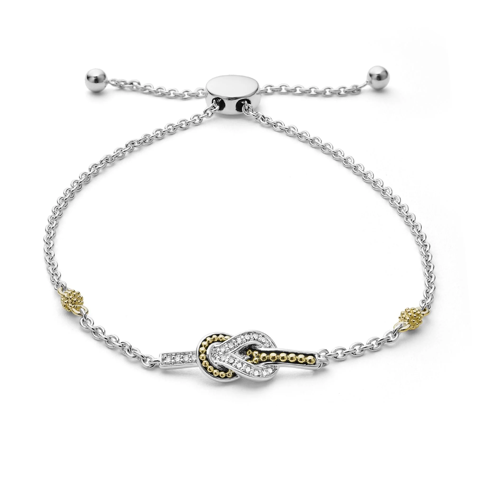 Newport Two-Tone Knot Diamond Bolo Bracelet - Image 3
