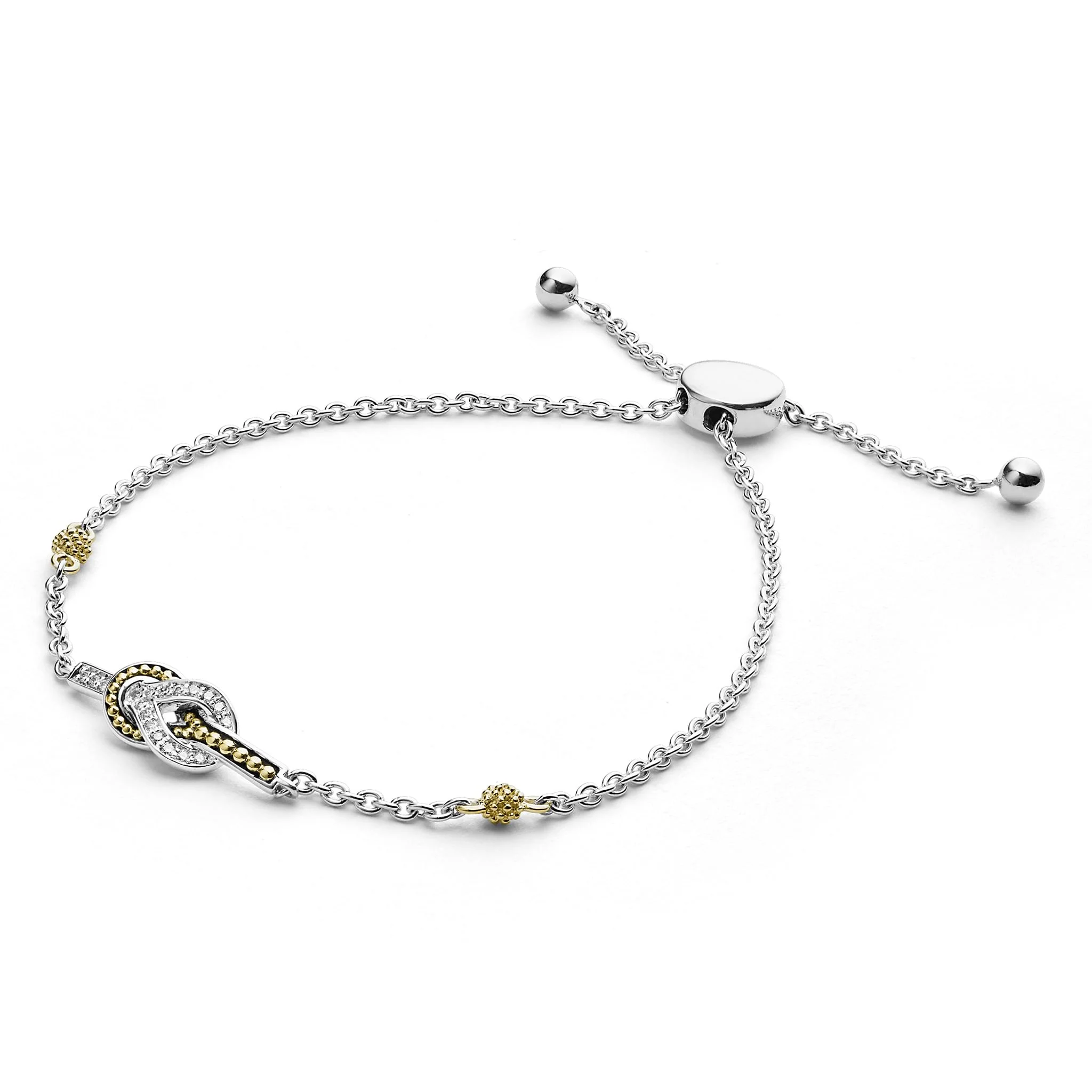 Newport Two-Tone Knot Diamond Bolo Bracelet - Image 4