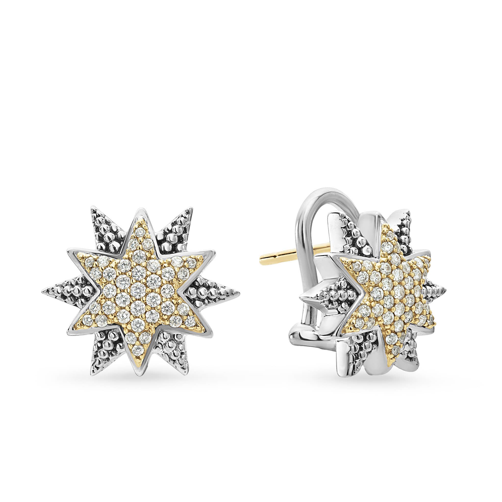 North Star Two-Tone Star Diamond Earrings