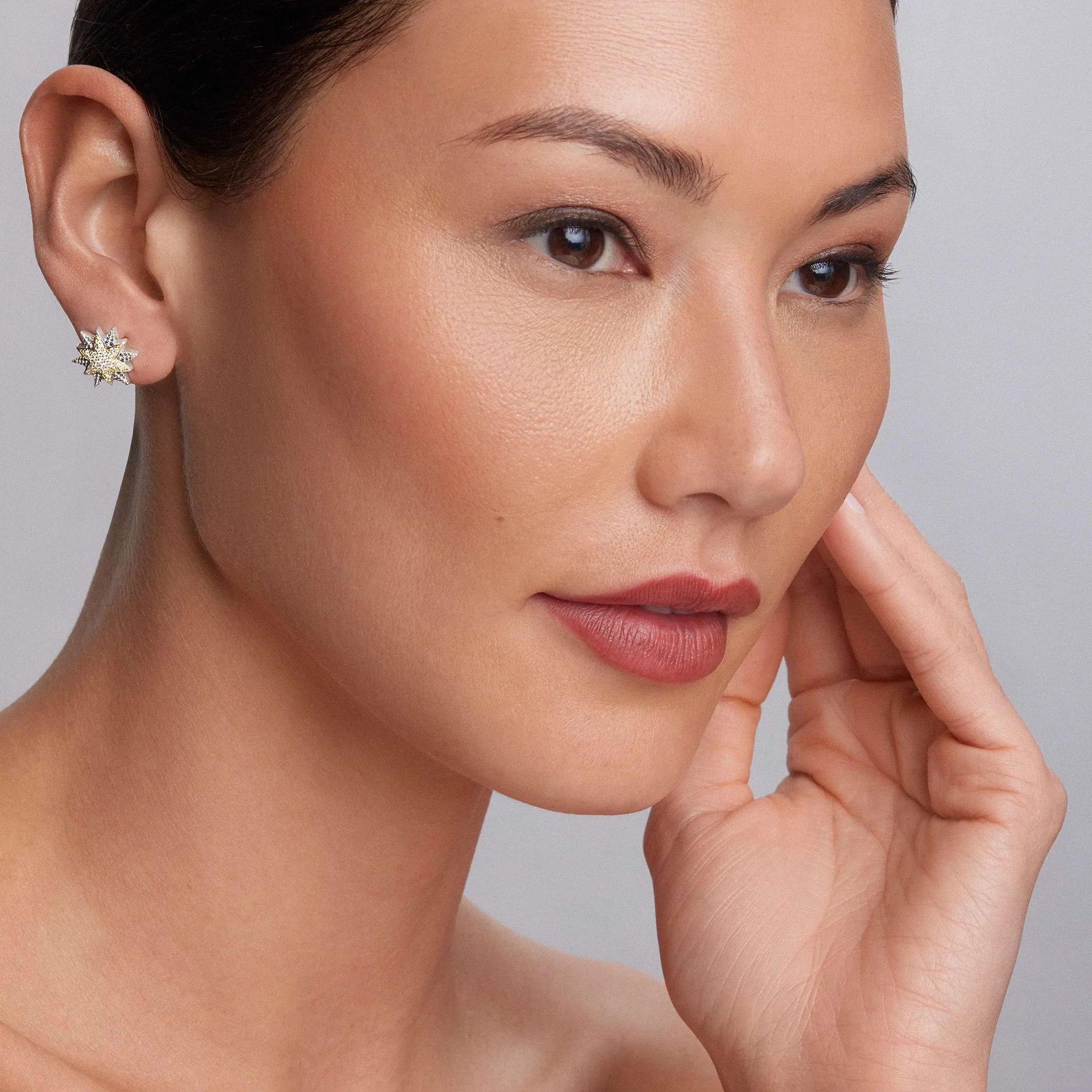 North Star Two-Tone Star Diamond Earrings - Image 2