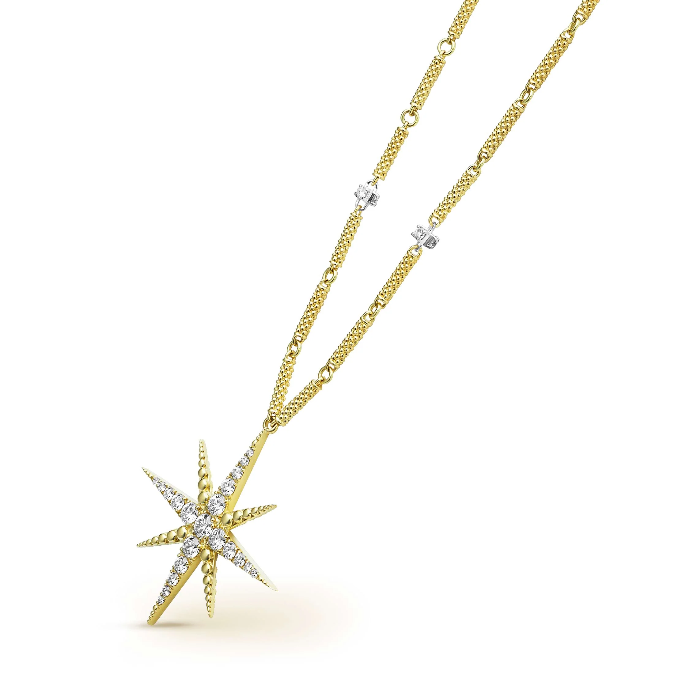 North Star 18K Gold Statement Diamond Pendant Necklace - Image 4