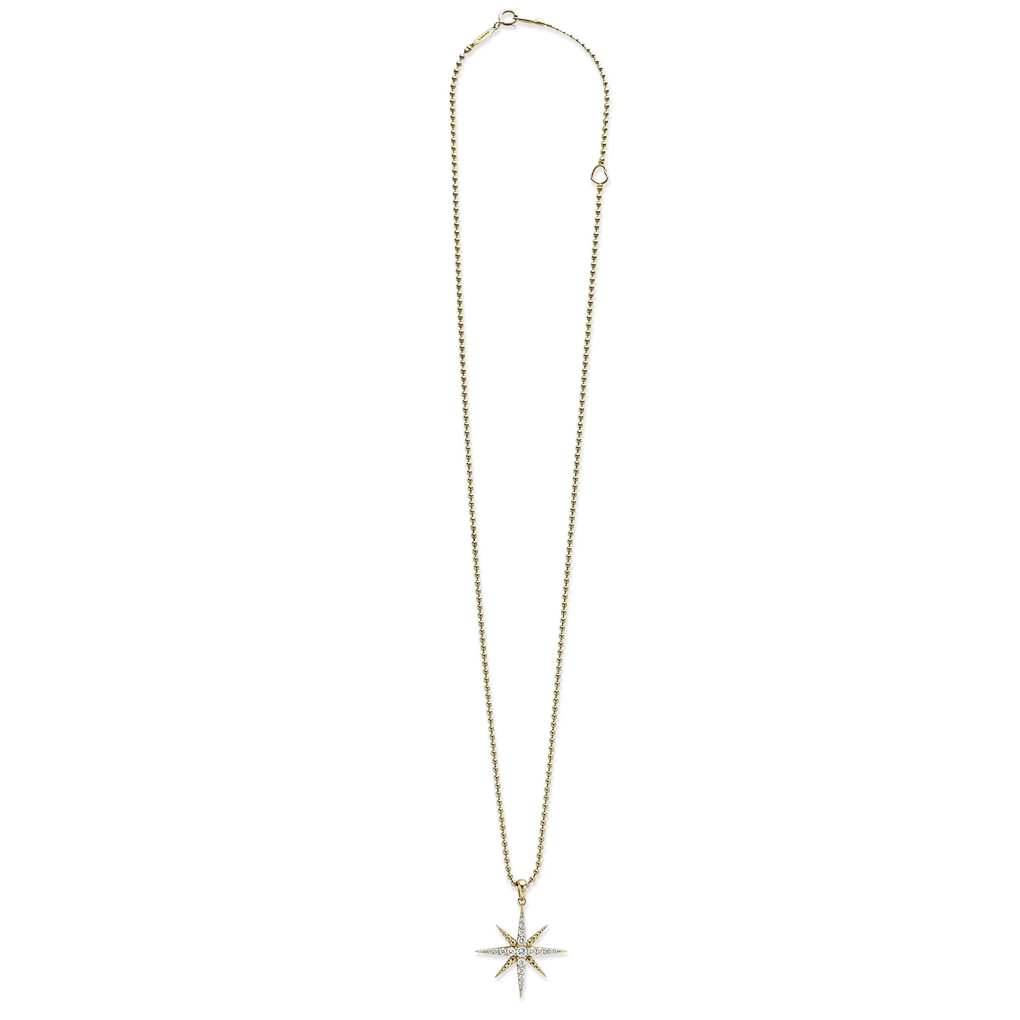 North Star 18K Gold Delicate Diamond Pendant Necklace - Image 3