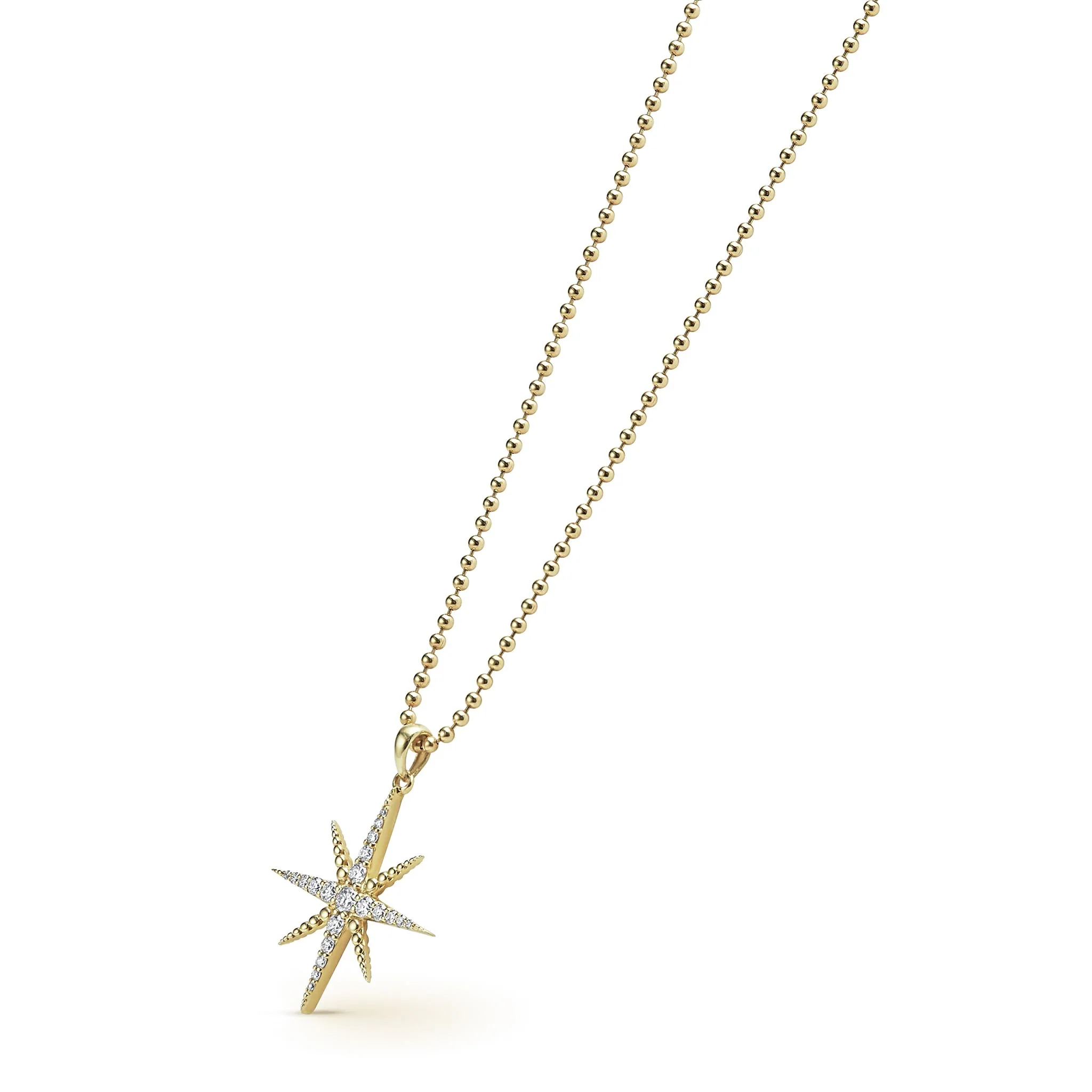 North Star 18K Gold Delicate Diamond Pendant Necklace - Image 4