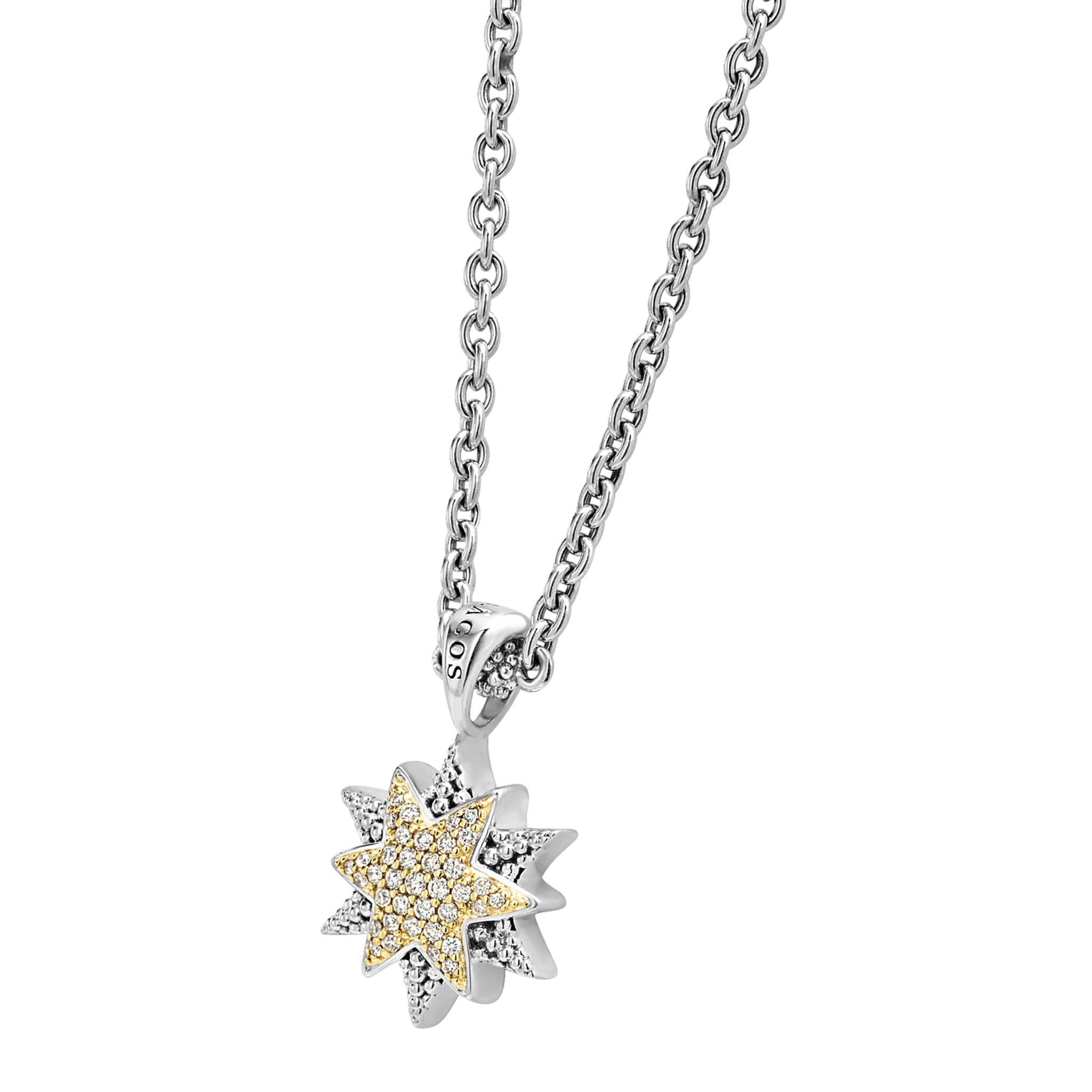 North Star Two-Tone Star Diamond Pendant Necklace - Image 4