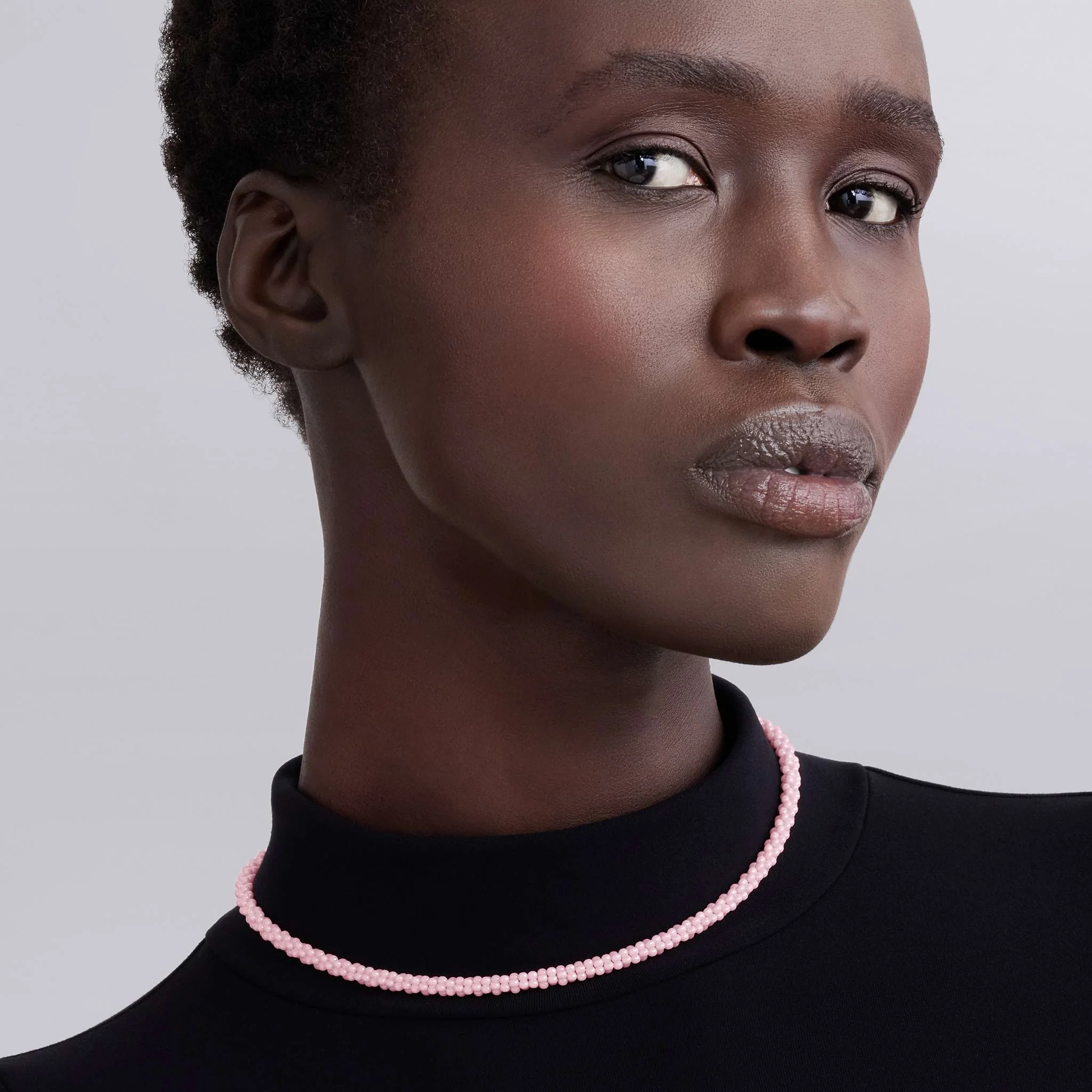 Pink Caviar Pink Ceramic Beaded Necklace | 5mm - Image 2