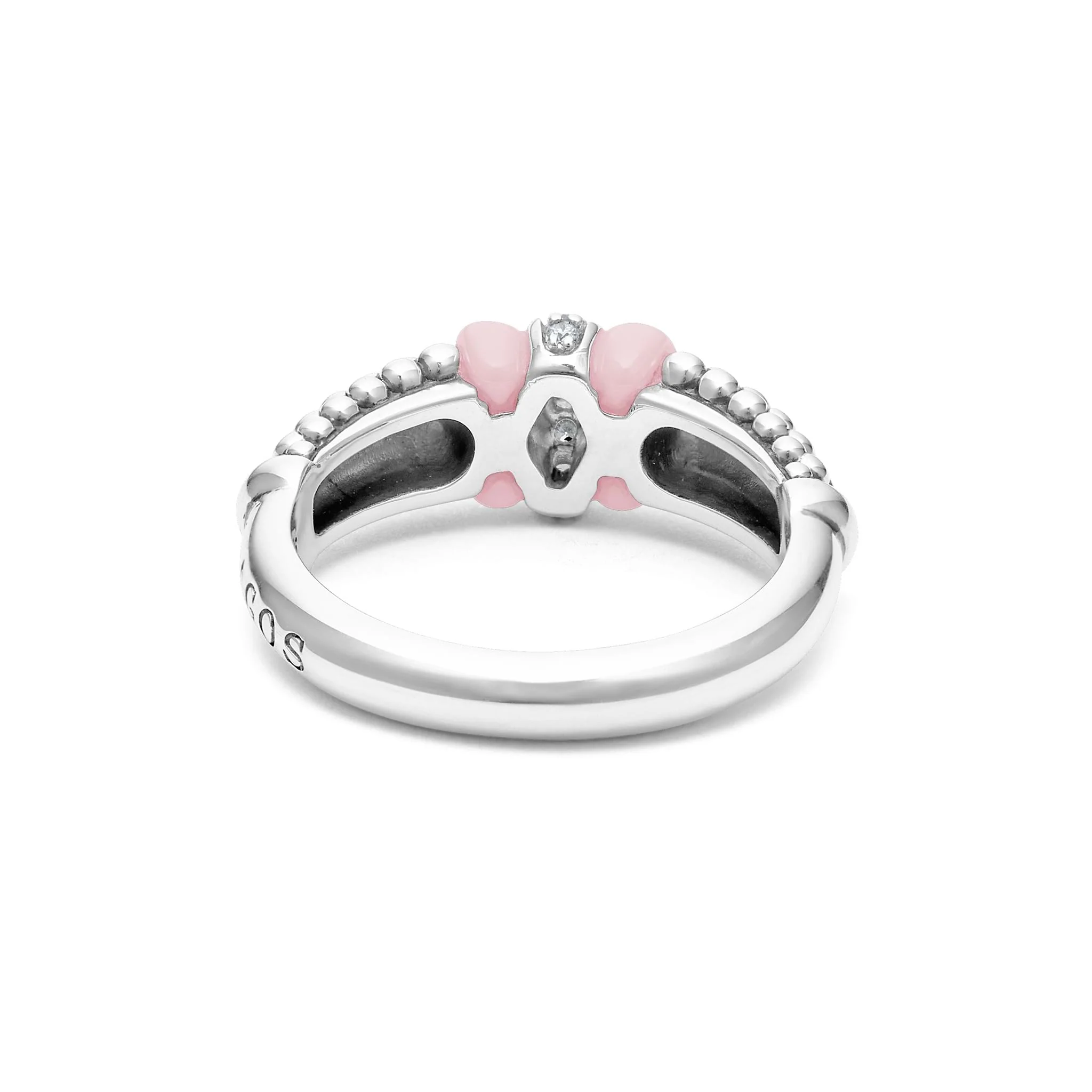 Pink Caviar Small Sterling Silver & Pink Ceramic Caviar Diamond Ring - Image 5