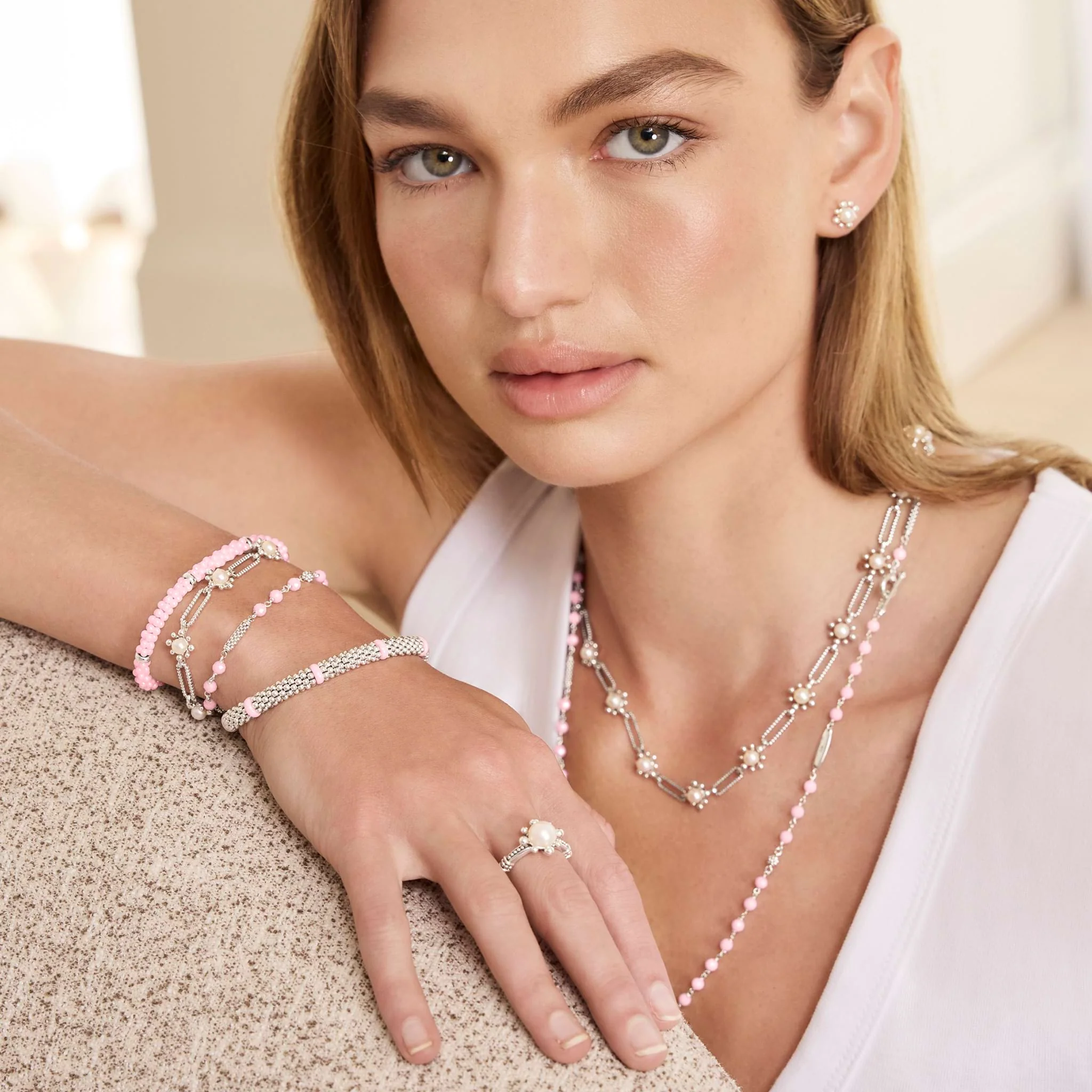 Pink Caviar Pink Five Silver Station Ceramic Bracelet | 5mm - Image 6