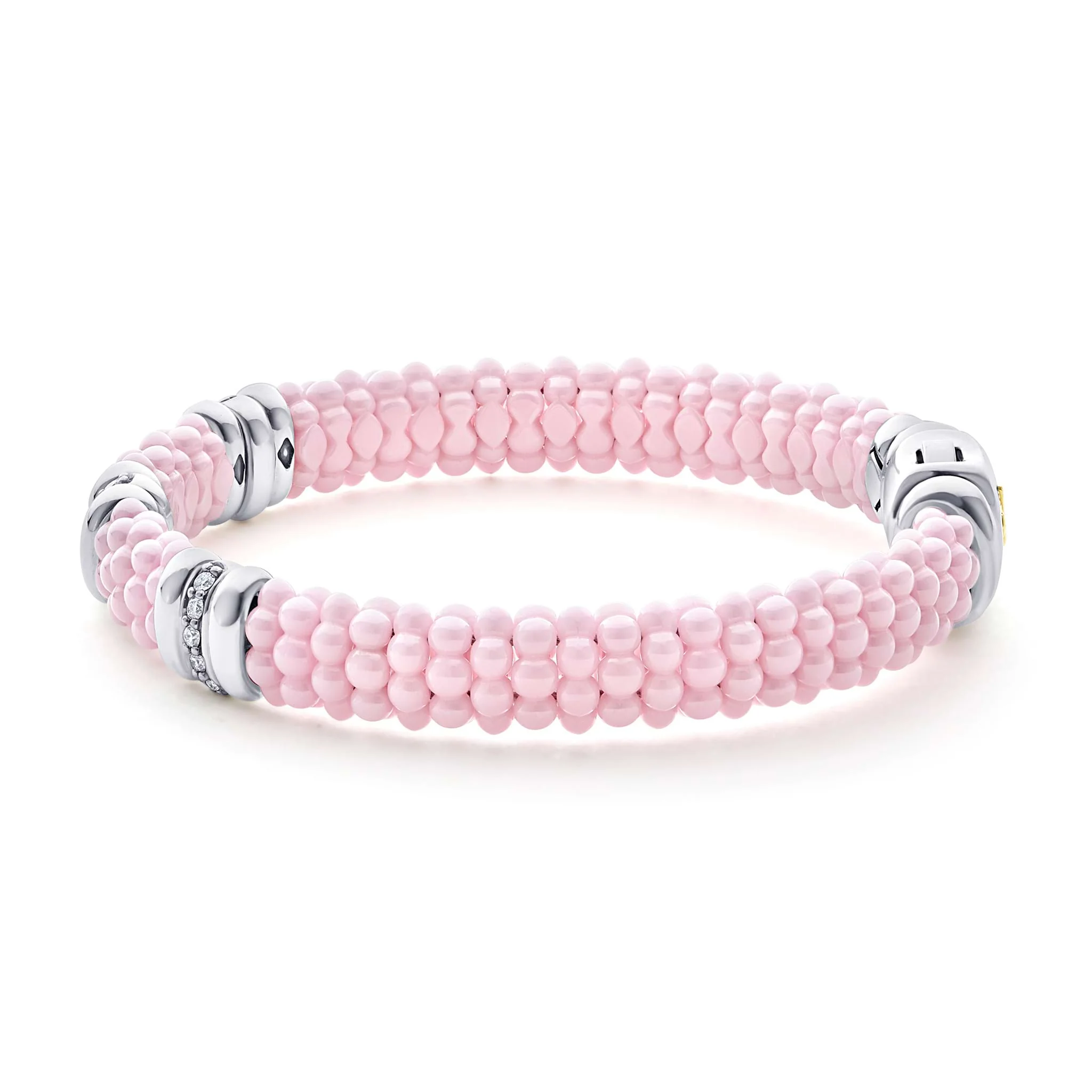 Pink Caviar Pink Three Station Diamond Caviar Bracelet | 9mm - Image 3