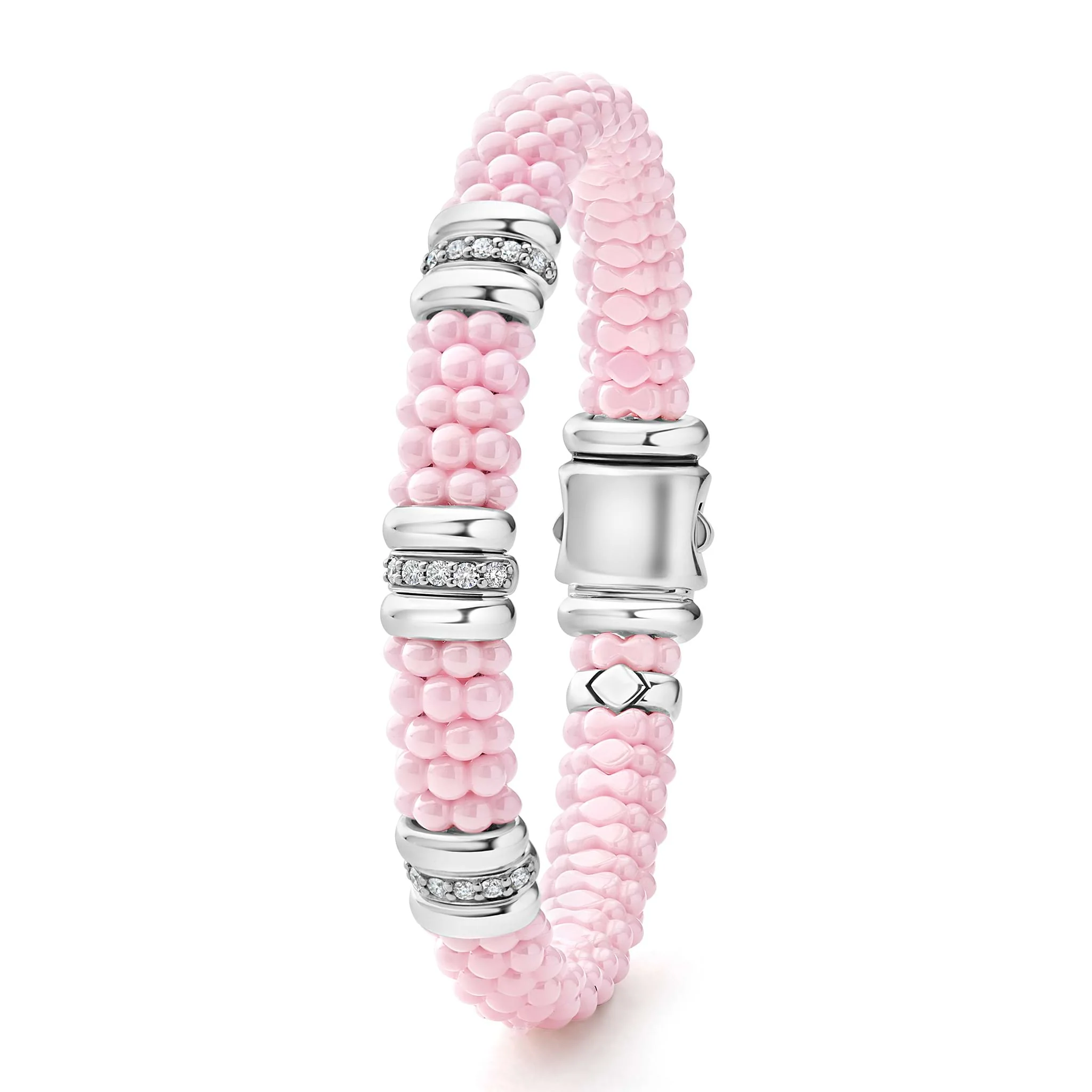 Pink Caviar Pink Three Station Diamond Caviar Bracelet | 9mm - Image 5