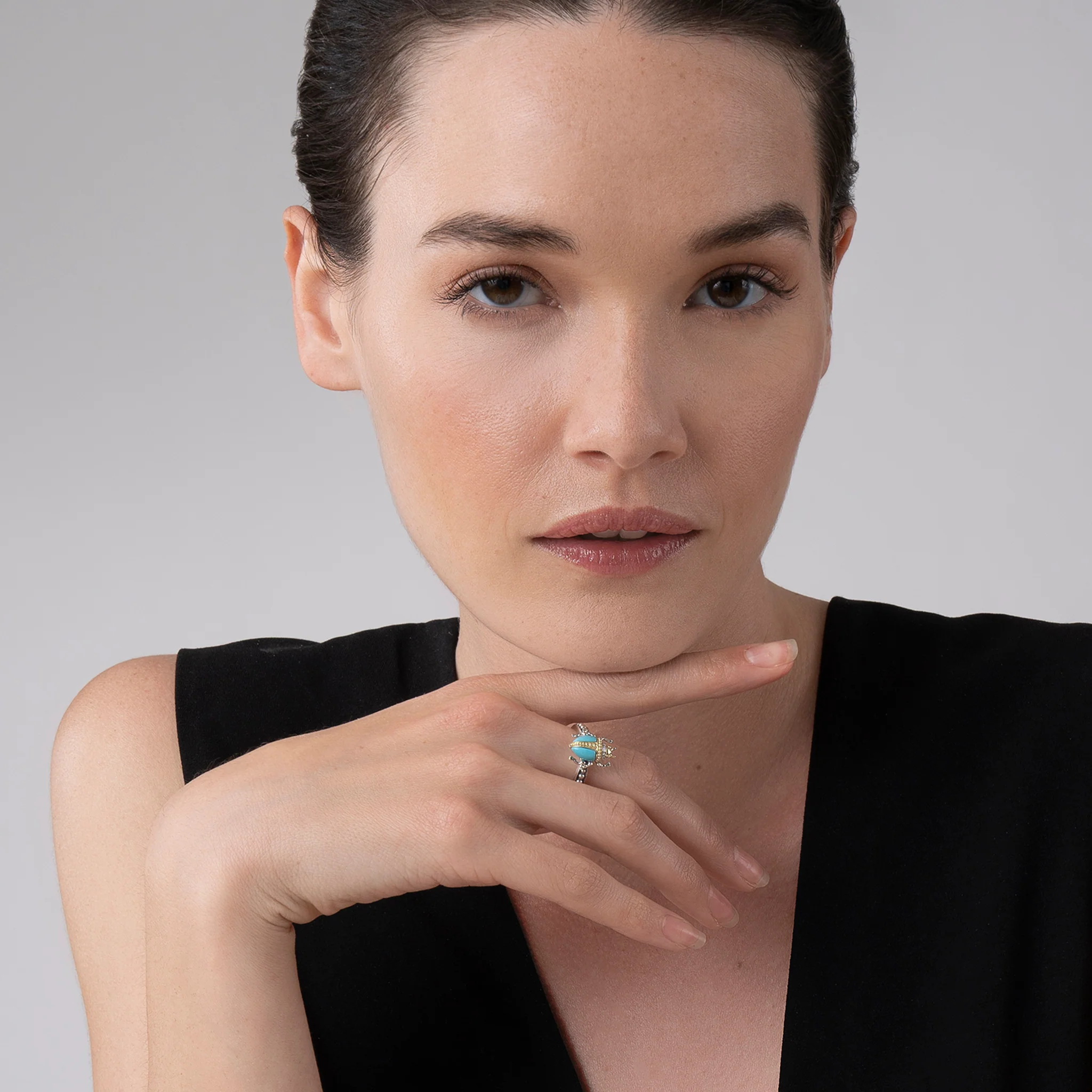 Rare Wonders Turquoise Beetle Diamond Ring - Image 2