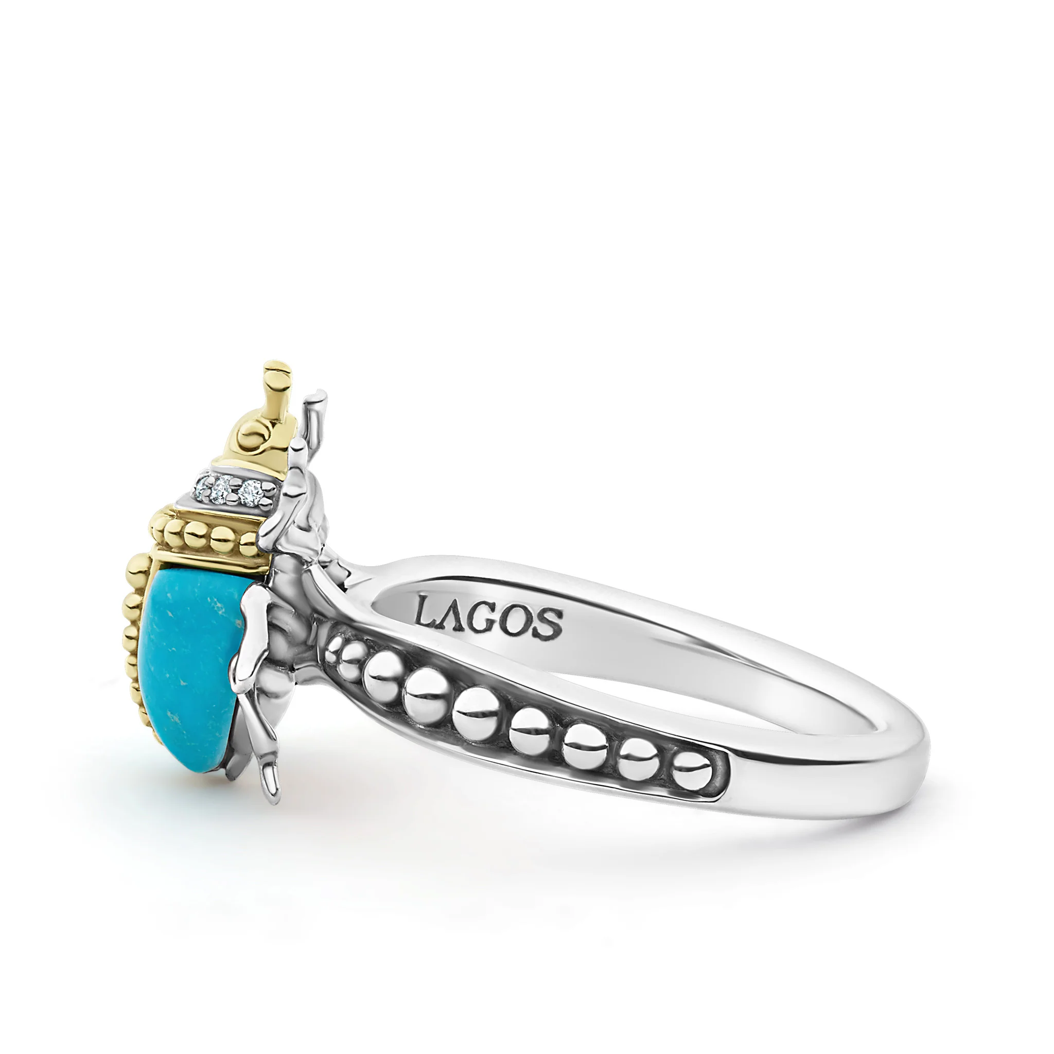 Rare Wonders Turquoise Beetle Diamond Ring - Image 4