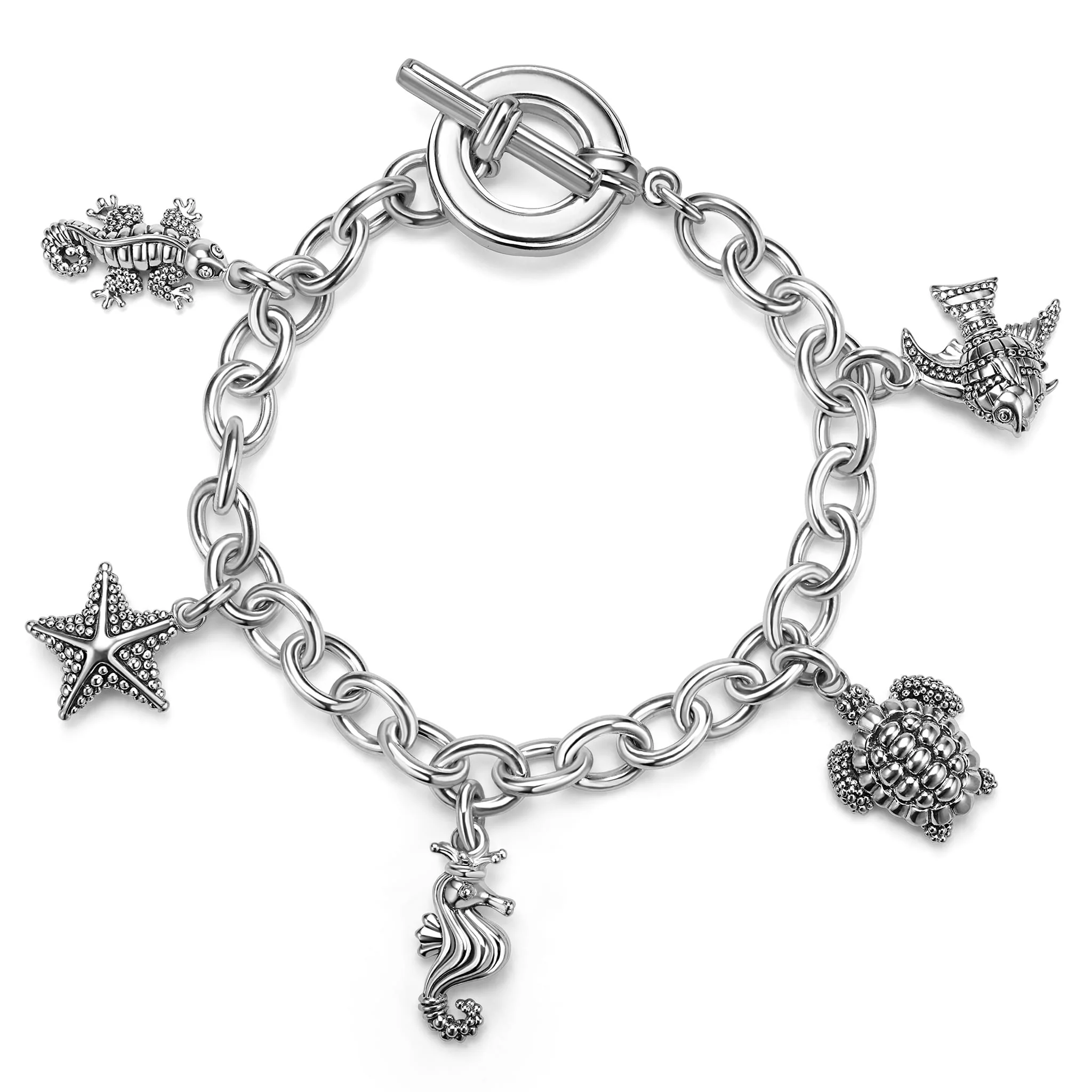 Rare Wonders Sterling Silver Beach Charm Bracelet