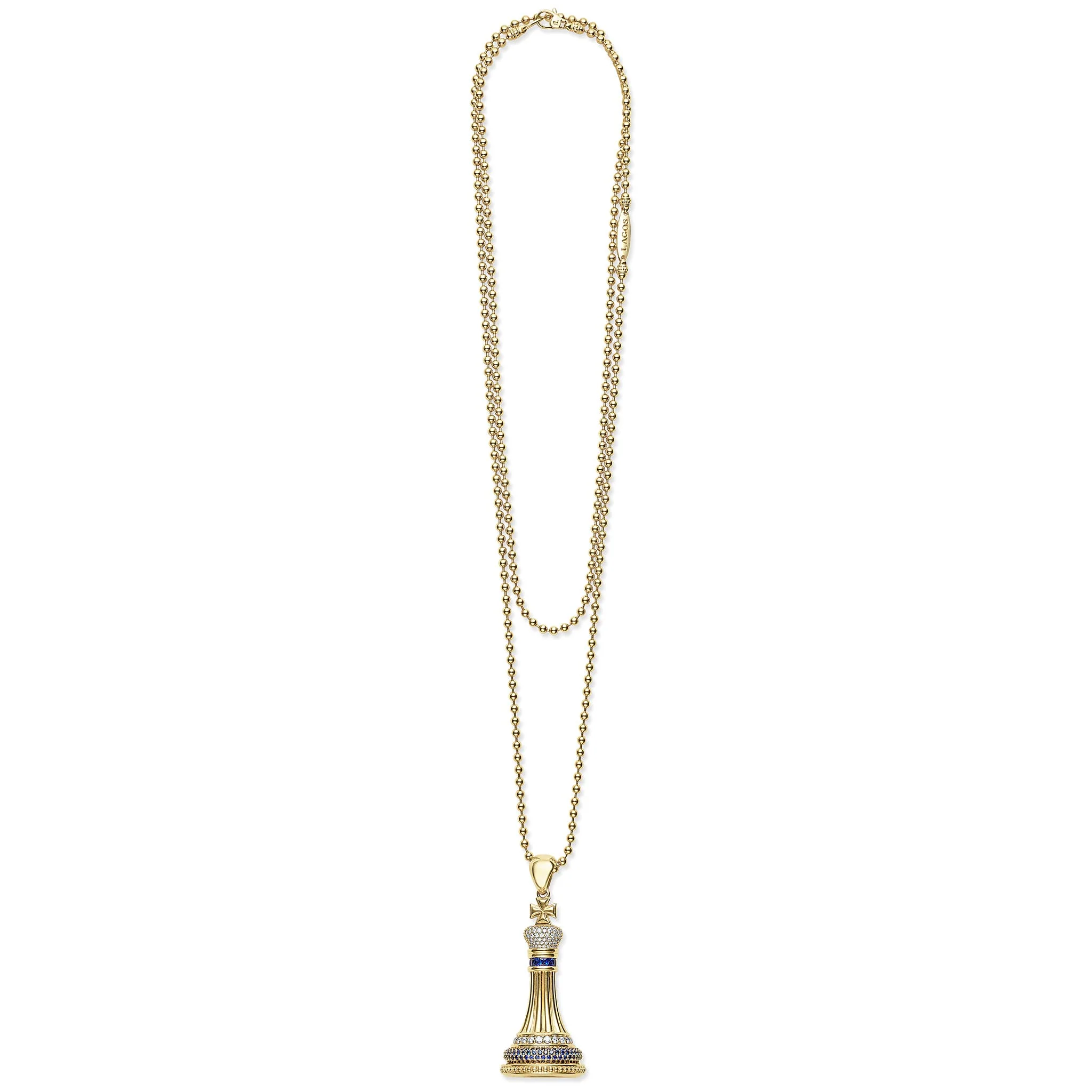 Rare Wonders Blue Sapphire and Diamond King Pendant Necklace - Image 3