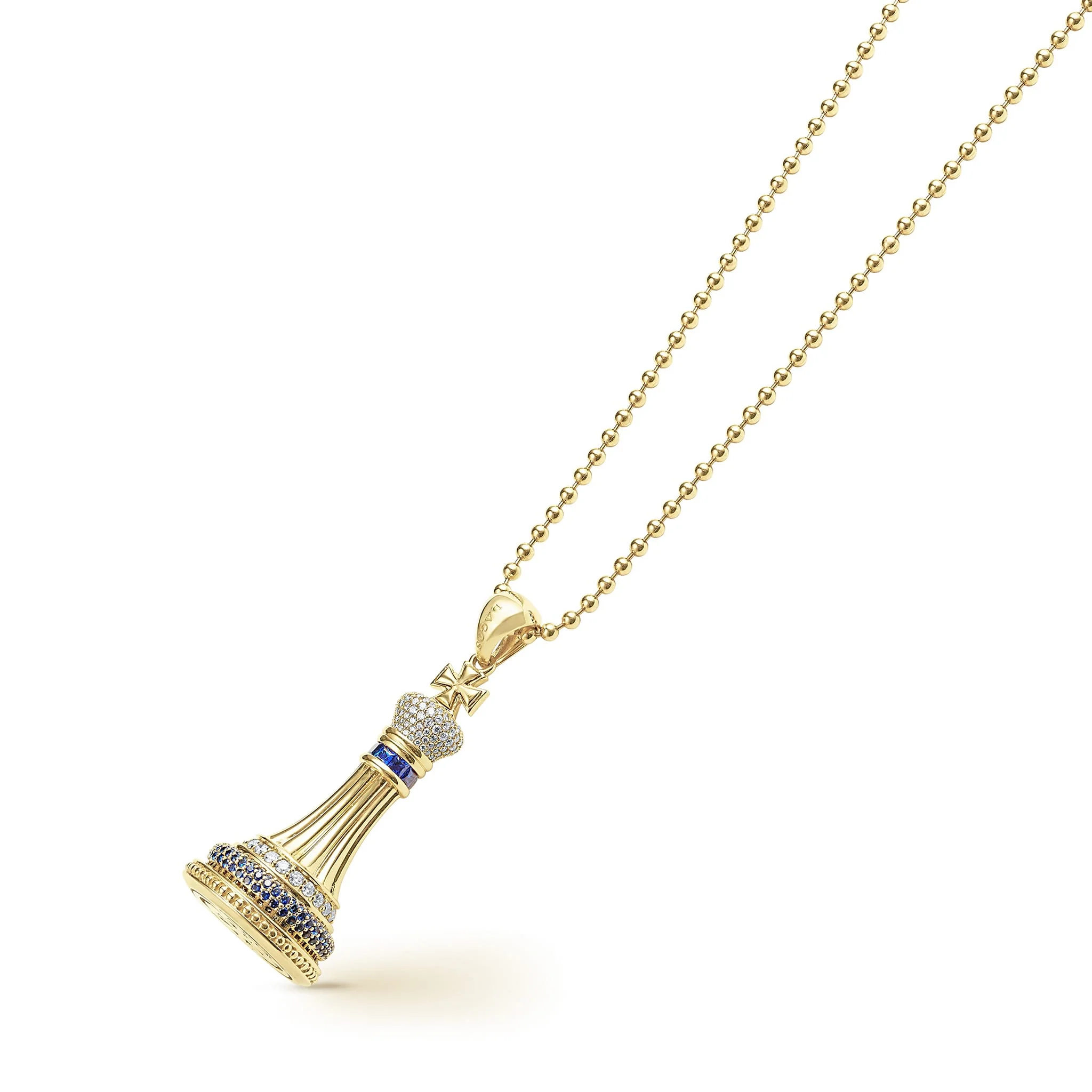 Rare Wonders Blue Sapphire and Diamond King Pendant Necklace - Image 4