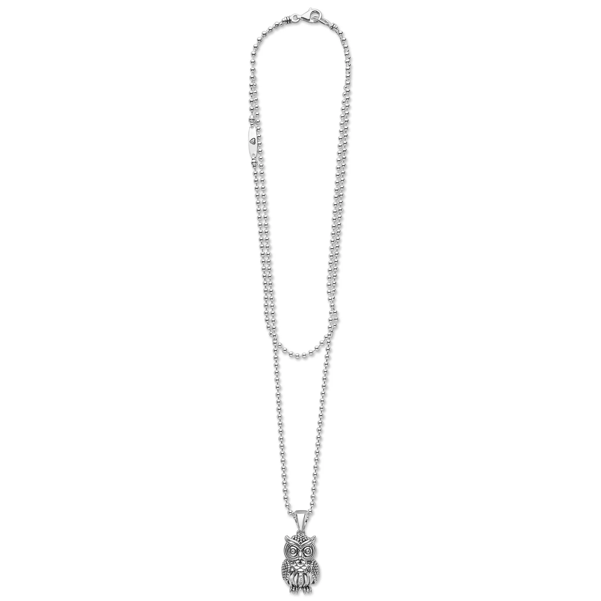 Rare Wonders Silver Owl Pendant Necklace - Image 3