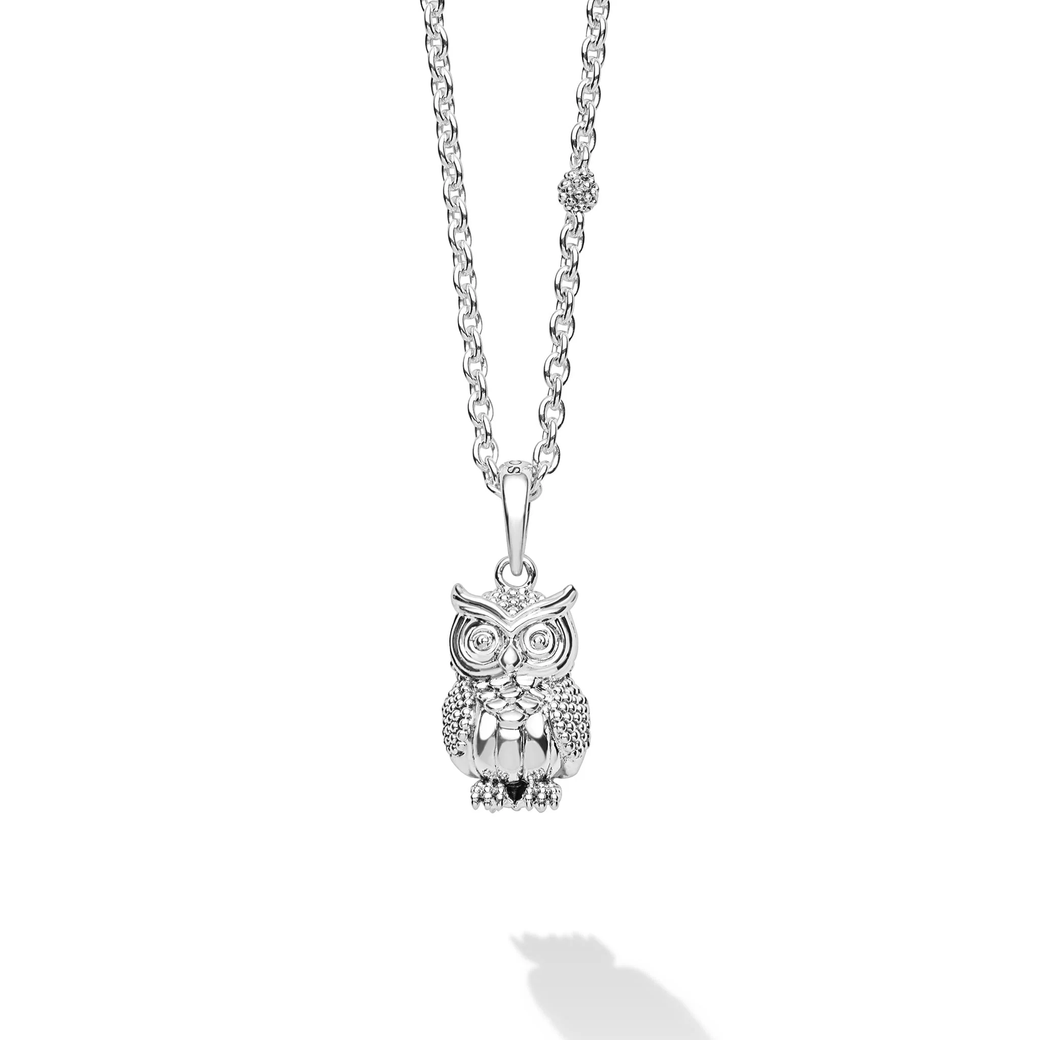 Rare Wonders Sterling Silver Mini Owl Pendant Necklace