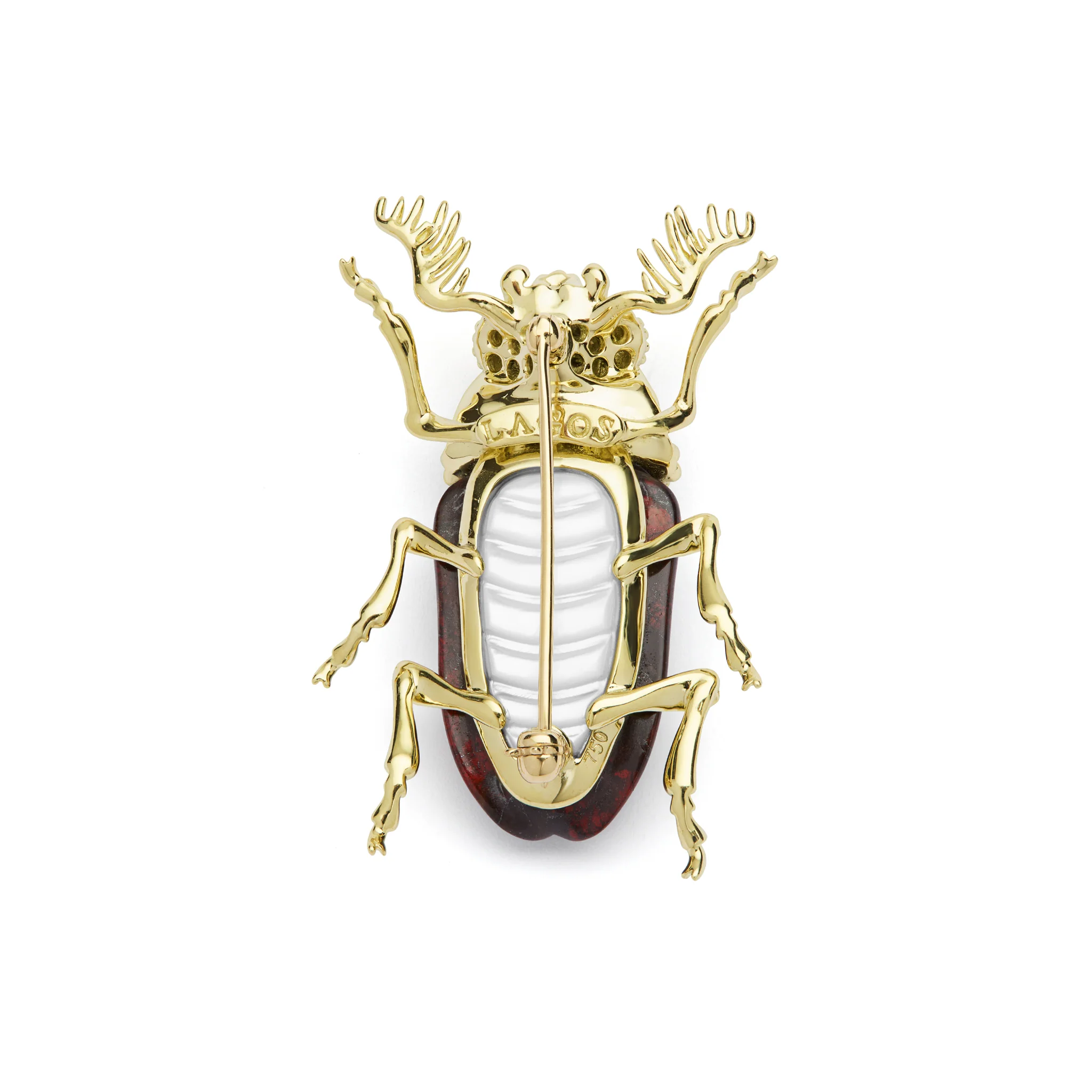 Rare Wonders 18K Iddingsite and Onyx Beetle Pin - Image 2