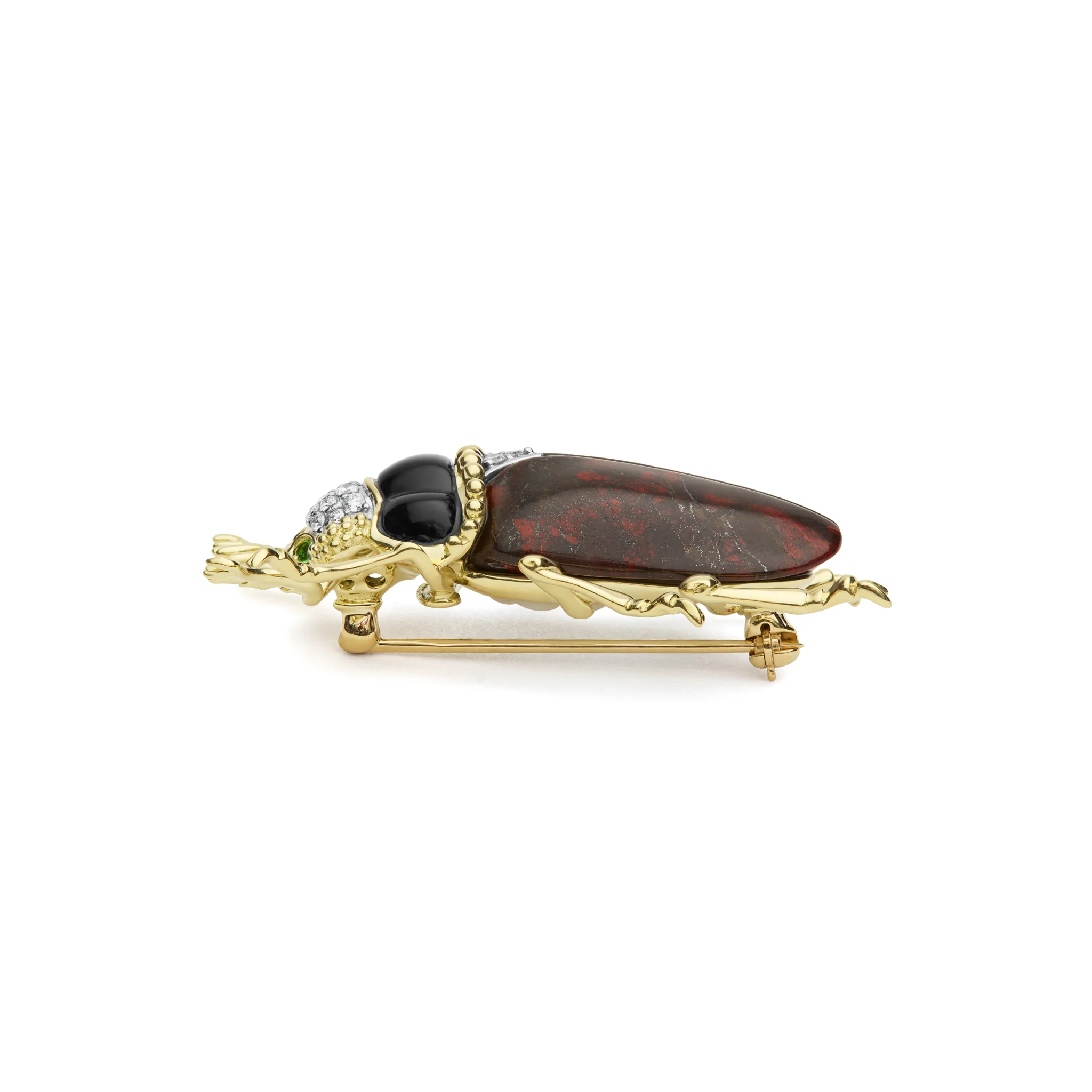 Rare Wonders 18K Iddingsite and Onyx Beetle Pin - Image 3