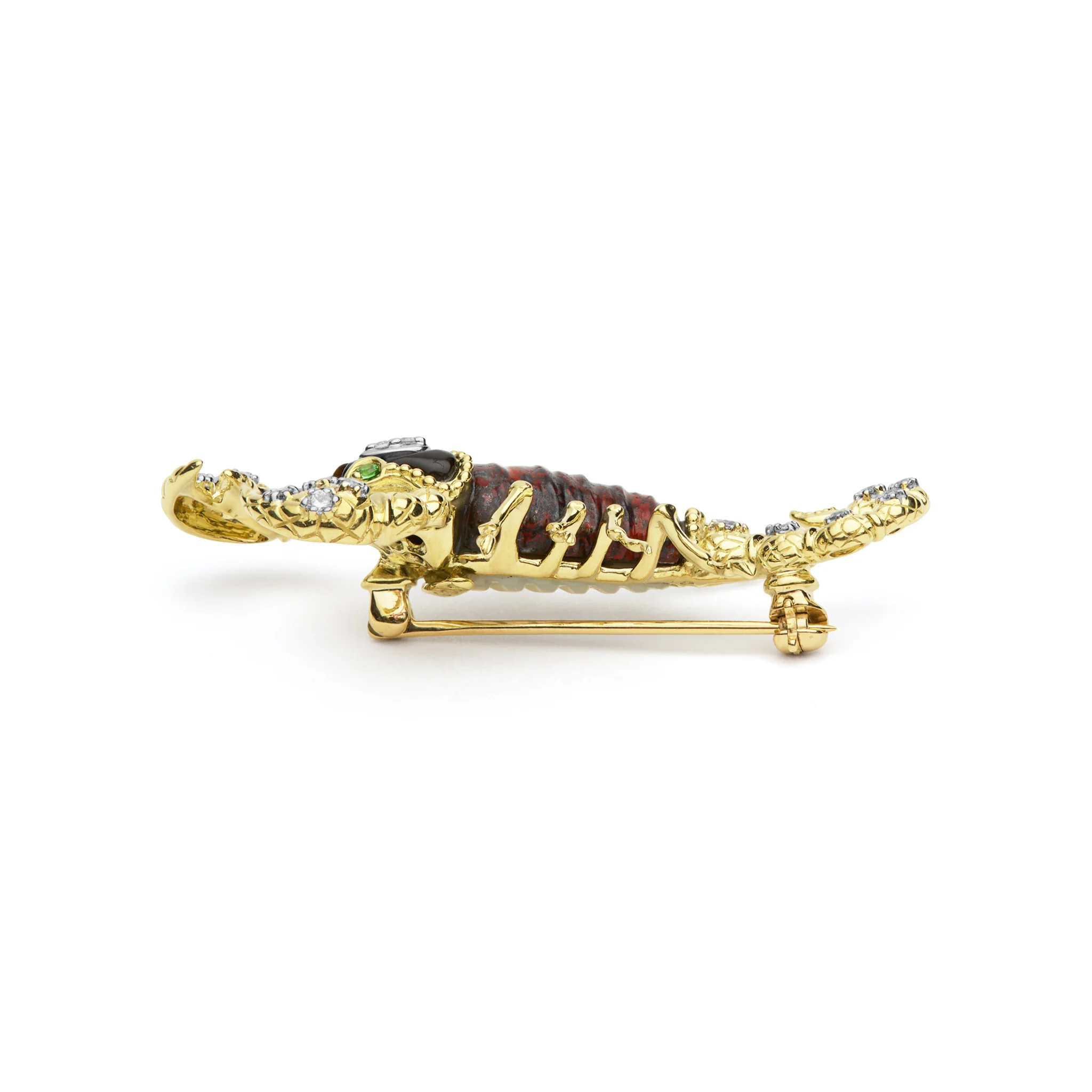 Rare Wonders 18k Gold Iddingsite and Diamond Scorpion Pin - Image 3