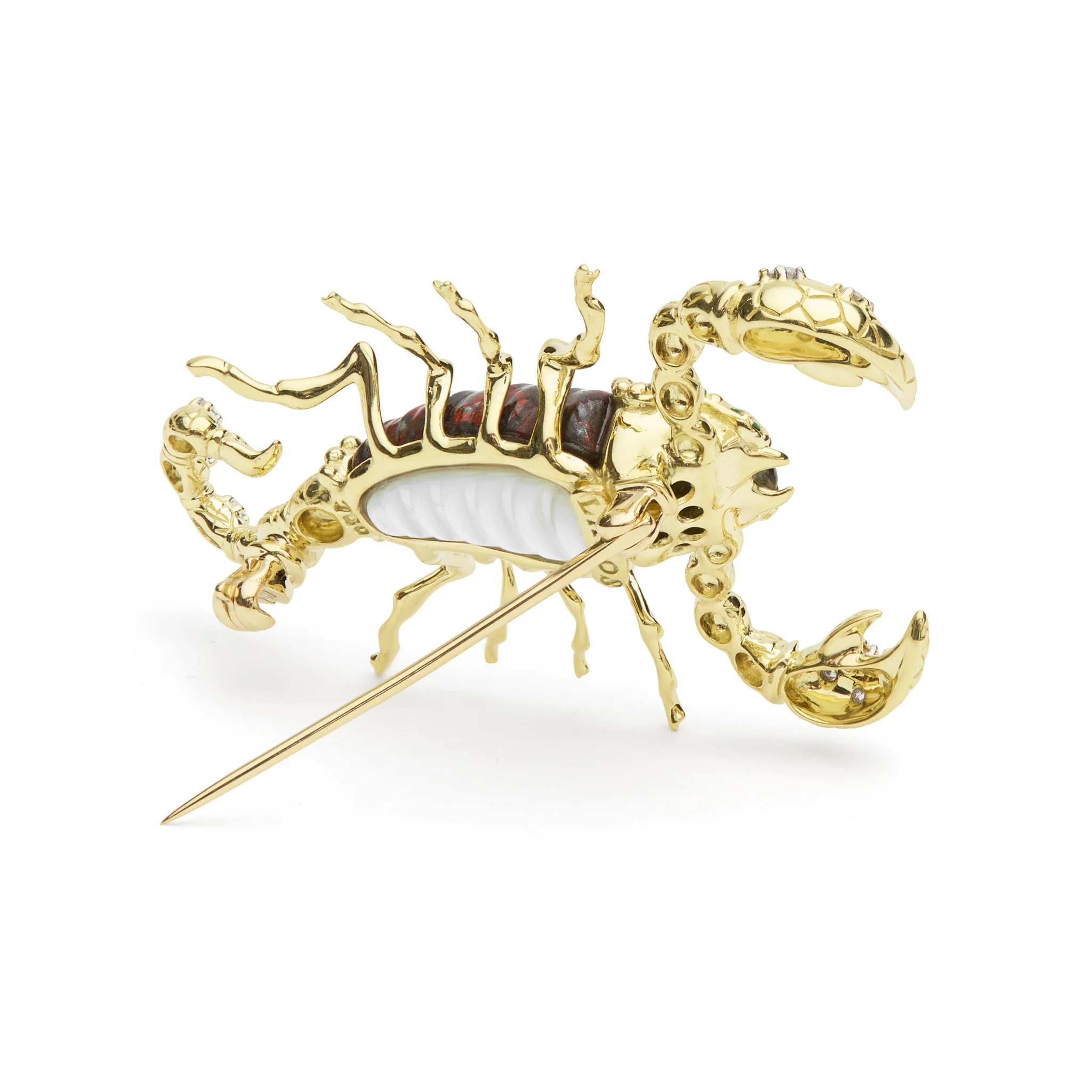 Rare Wonders 18k Gold Iddingsite and Diamond Scorpion Pin - Image 5